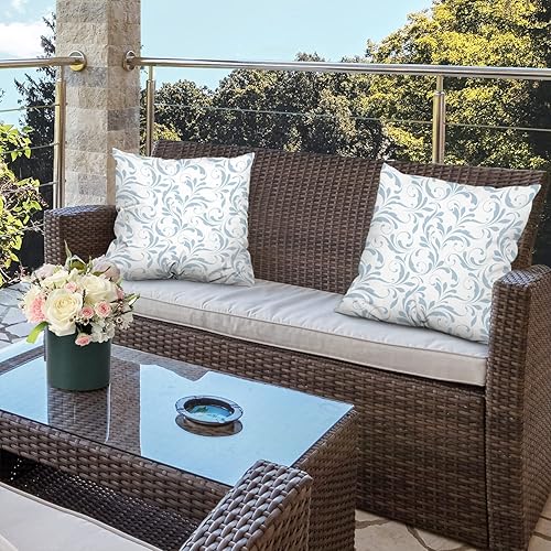 Miniatura 2 de Batmerry Fundas de almohada decorativas de color azul y blanco, 22 x 22 pulgadas, patrón de damasco azul y blanco, fundas de almohada de doble cara