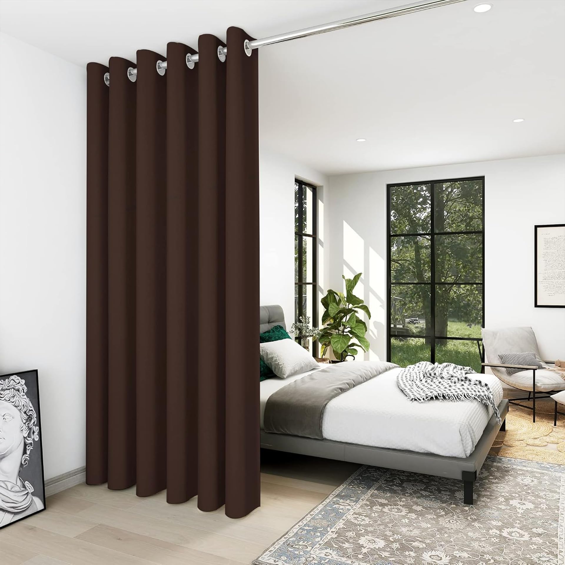 Rideau anti bruit marron 95 x 185 cm idéal pour dressing et cuisine
