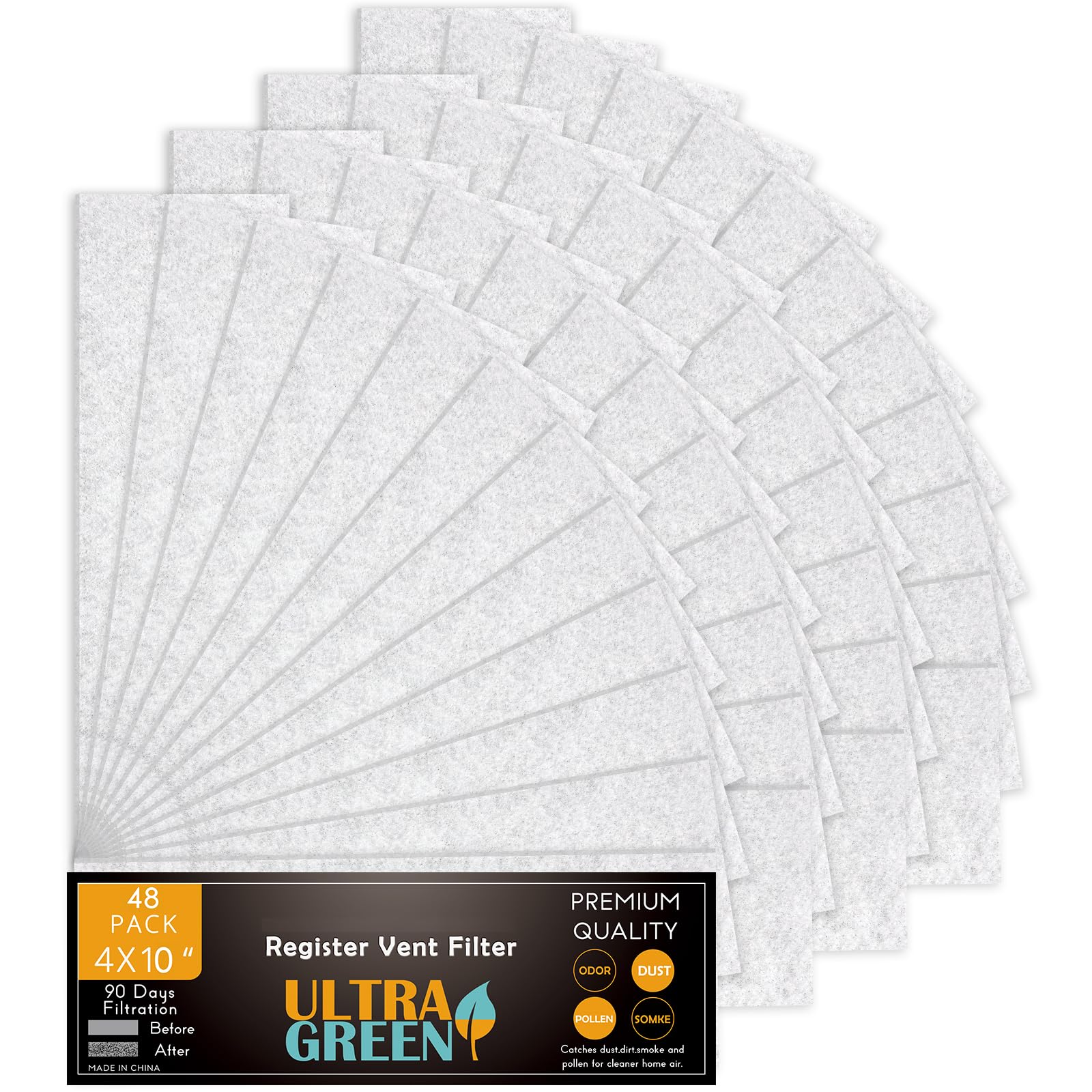 Filtres fins pour grille d'aération ULTRA GREEN 10x25cm lot de 48 pour maison
