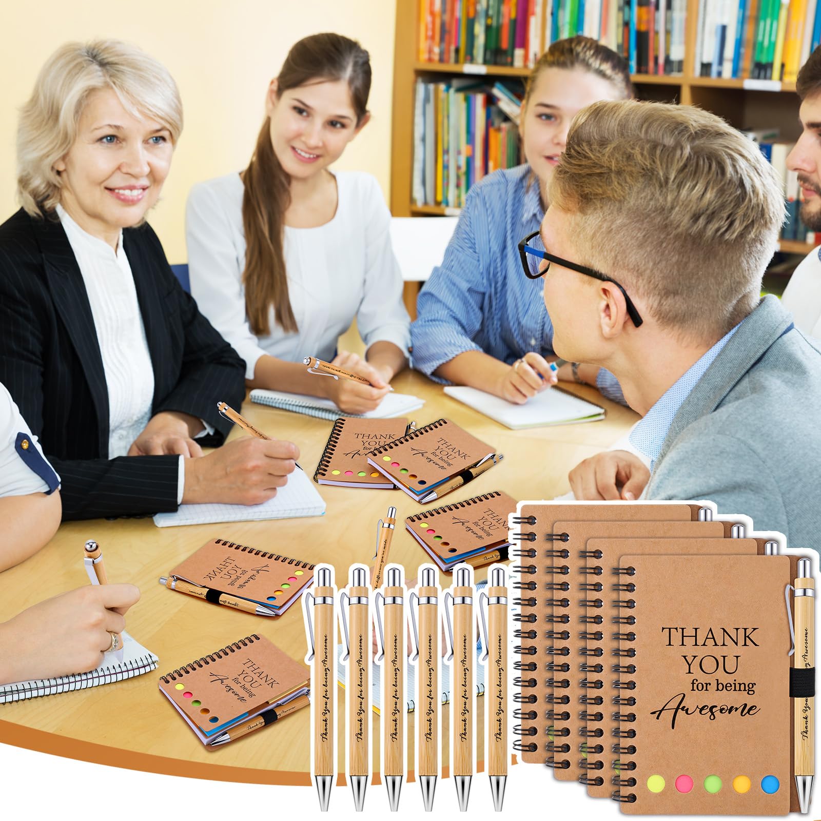 Set di 40 quaderni a spirale ispiratori per insegnanti, dipendenti, regali di apprezzamento per il ritorno a scuola, con note adesive, penne a sfera in bambù per infermiere e colleghi (grazie)