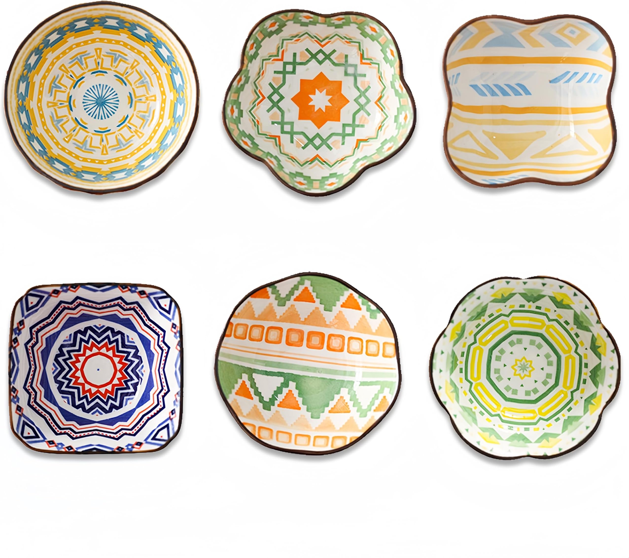 Dip Bowls 4 Oz - 6-Pack Little Dipping Bowl Set - Strong Ceramic Mini Bowl - Small Condiment, Appetizer, Snack, Soy Sauce Dish - Cute Serving Bowls for Parties(Mixed)