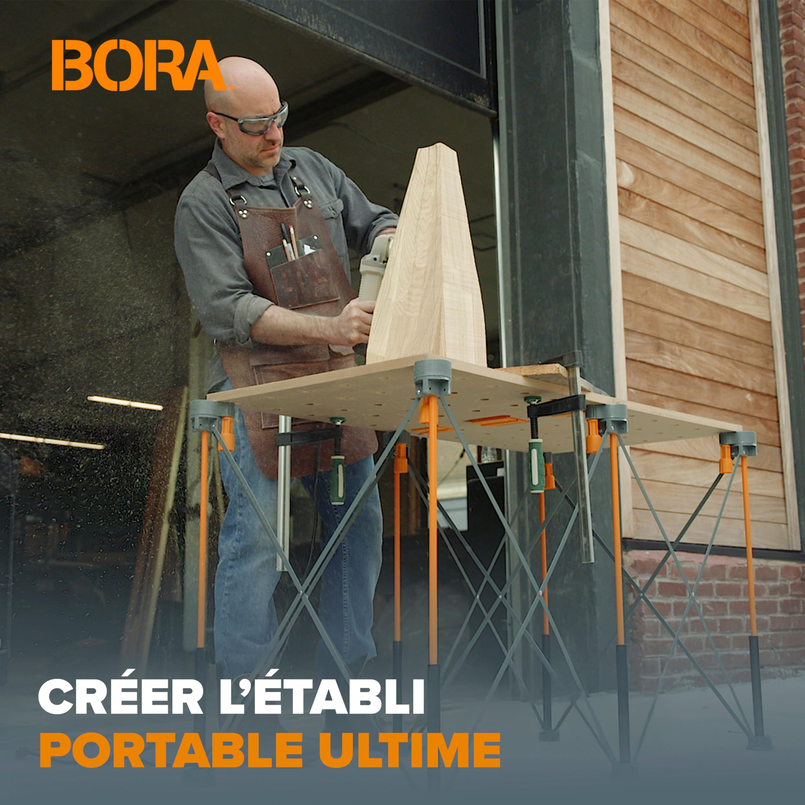 Bora Centipede CK22TM Établi pour Table de Travail Bora Centipede 61 x 121,9 cm avec Dessus en Bois avec Trous pour Chien de 20 mm + 6 poignées de Verrouillage à Rotation Rapide pour établi Portable