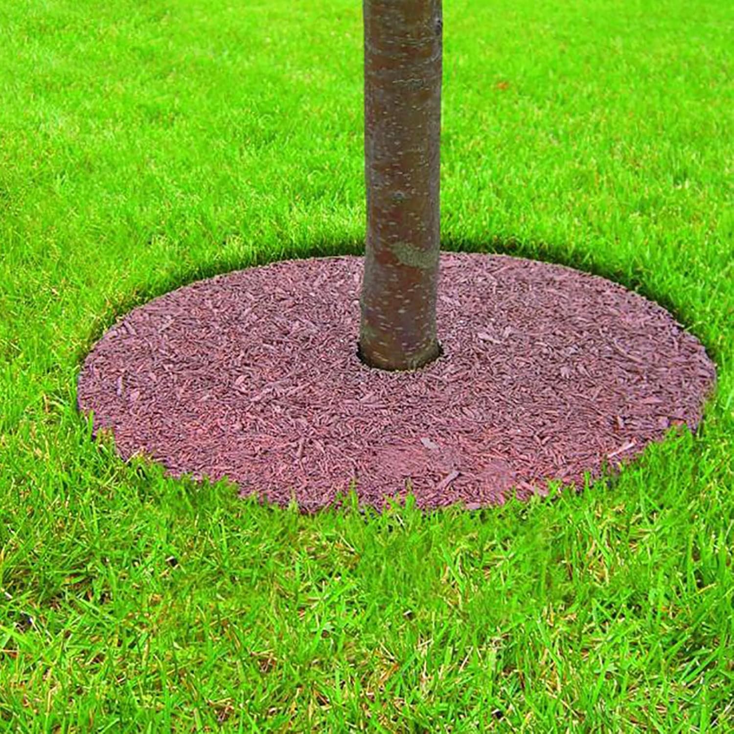 Fasmov 3 Pack Rubber Mulch Ring Tree Protector Mat Tree Protection Weed Mats, Heavy Duty Rubber, 24 inch