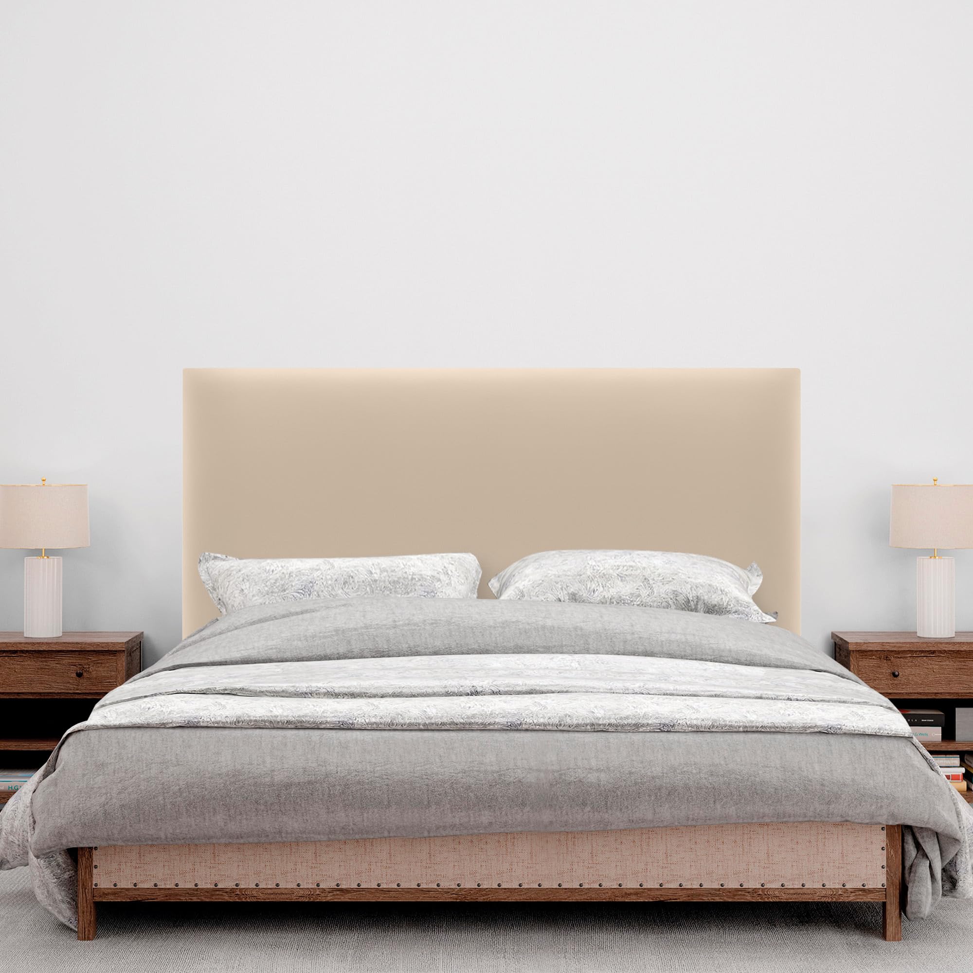 DHOME Cabecero de Polipiel o Tela Aqualine Liso hasta el Suelo cabeceros Cabezal tapizado Cama (160x120cm (150/160), Polipiel Beige)