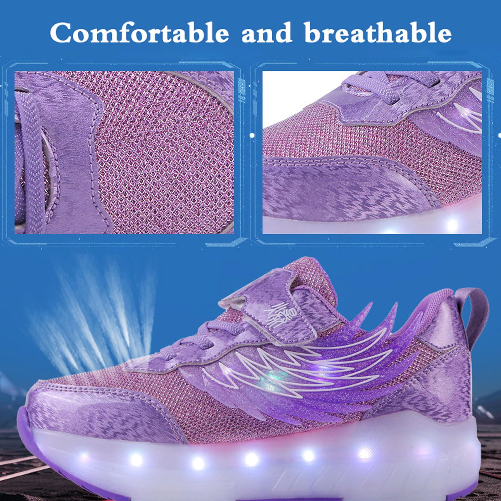 Zapatillas Deportivas con Ruedas para niños,Zapatillas con Ruedas,Zapatos con Ruedas y LED Luces para Niña,Recargables,Comodidad,para Regalos de cumpleaños y Navidad