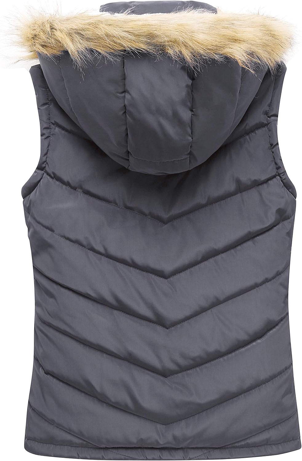 wantdo Women's Thicken Winter Vest Warm Puffer Vest with Removable Fur Hood - Image 2