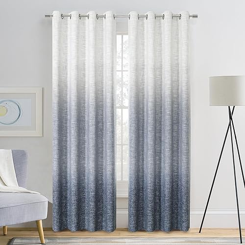 Paneles de cortinas opacas con textura de lino, reducción de ruido, triple tejido, cortinas de dormitorio de 108 pulgadas de largo, 100 pulgadas de