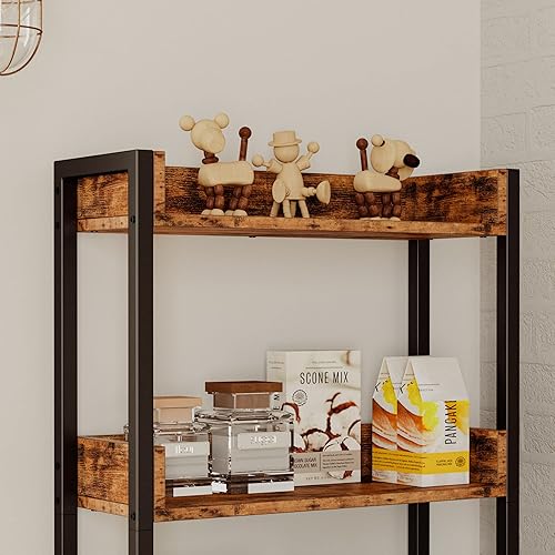 Miniatura 5 de IRONCK Caja de arena con 4 estantes y puertas, muebles de casa para gatos de interior para la mayoría de cajas de arena, marrón vintage