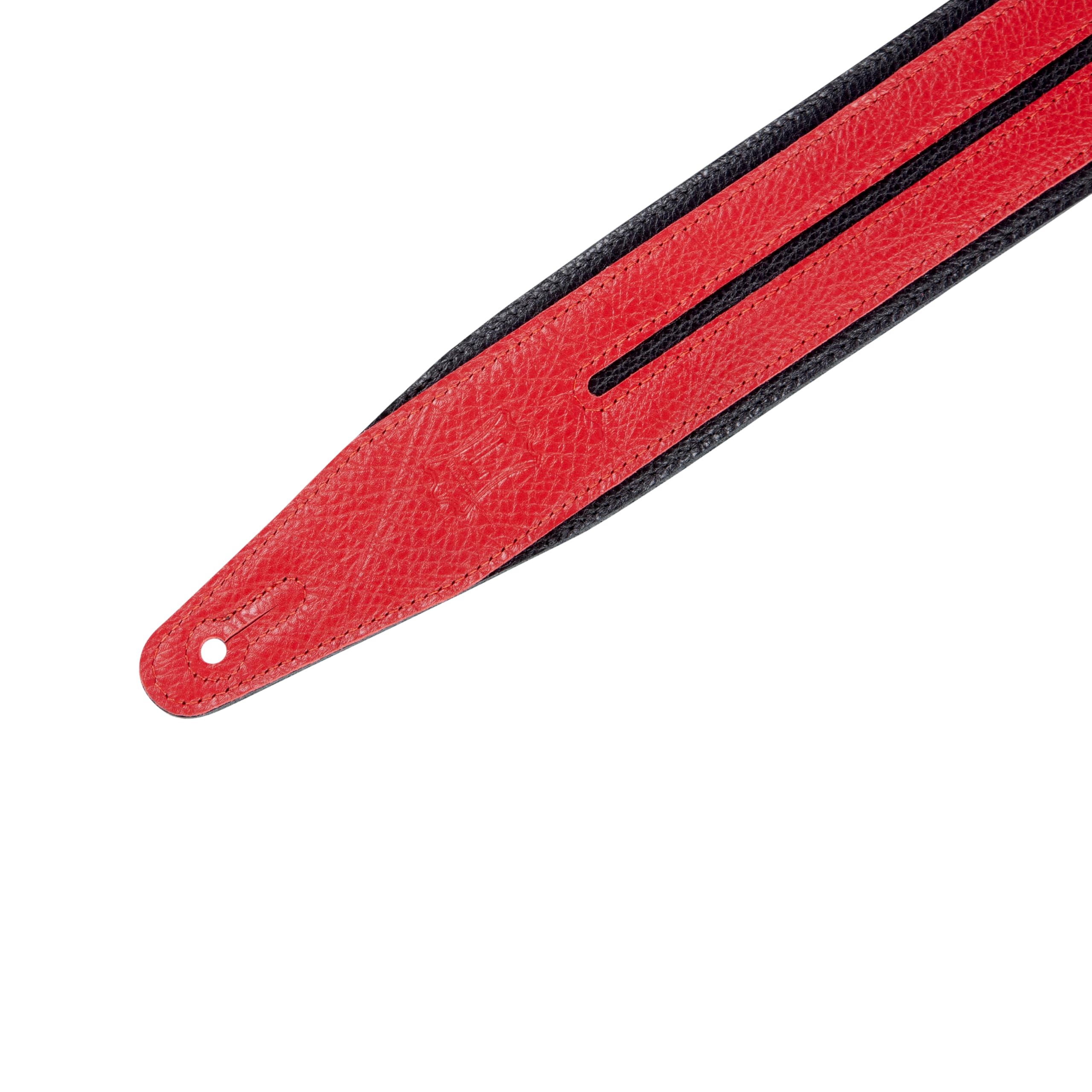 Levy's Leathers - Correa de piel para guitarra de 2.5 pulgadas, diseño de rayas dobles, color rojo y negro (MG317DRS-BLK_RED)