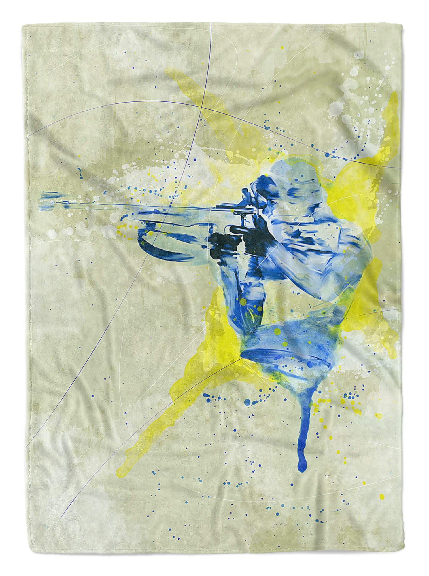 SplashArt Sport Handtuch Strandhandtuch Saunatuch Kuscheldecke Kunstvoll Biathlon I Sport Größe 180 x 130 cm (Tagesdecke - Sherpa Flies)