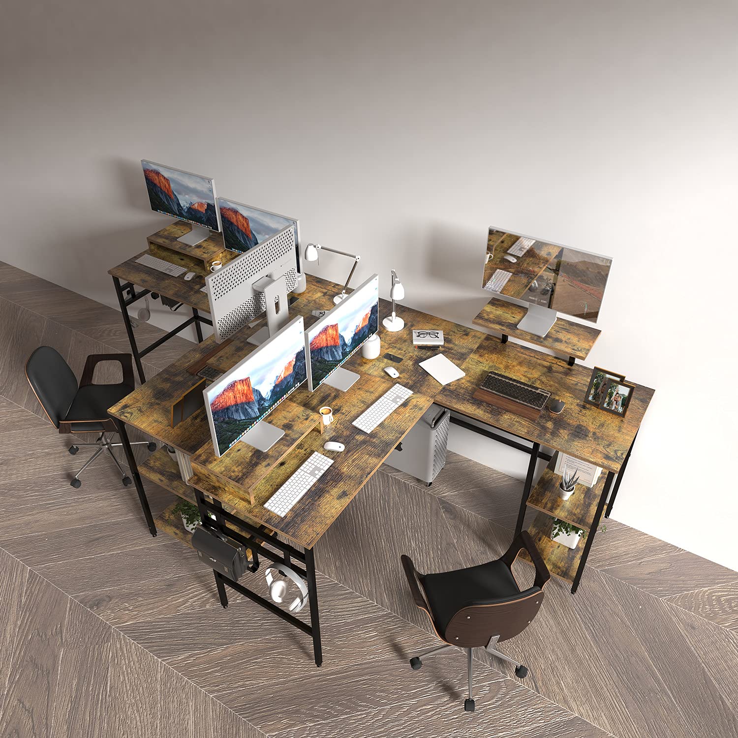 L Shaped Desk with Storage Shelve,79" Corner Computer Desk Gaming Desk