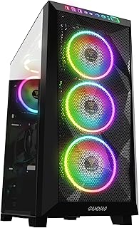 GAMDIAS ATX Mid Tower Computer PC Case with RGB, 3X Built-in 120mm ARGB, Side Tempered Glass Panel and Top Dust Filter, ARGB I/O Port Design and Motherboard RGB Sync