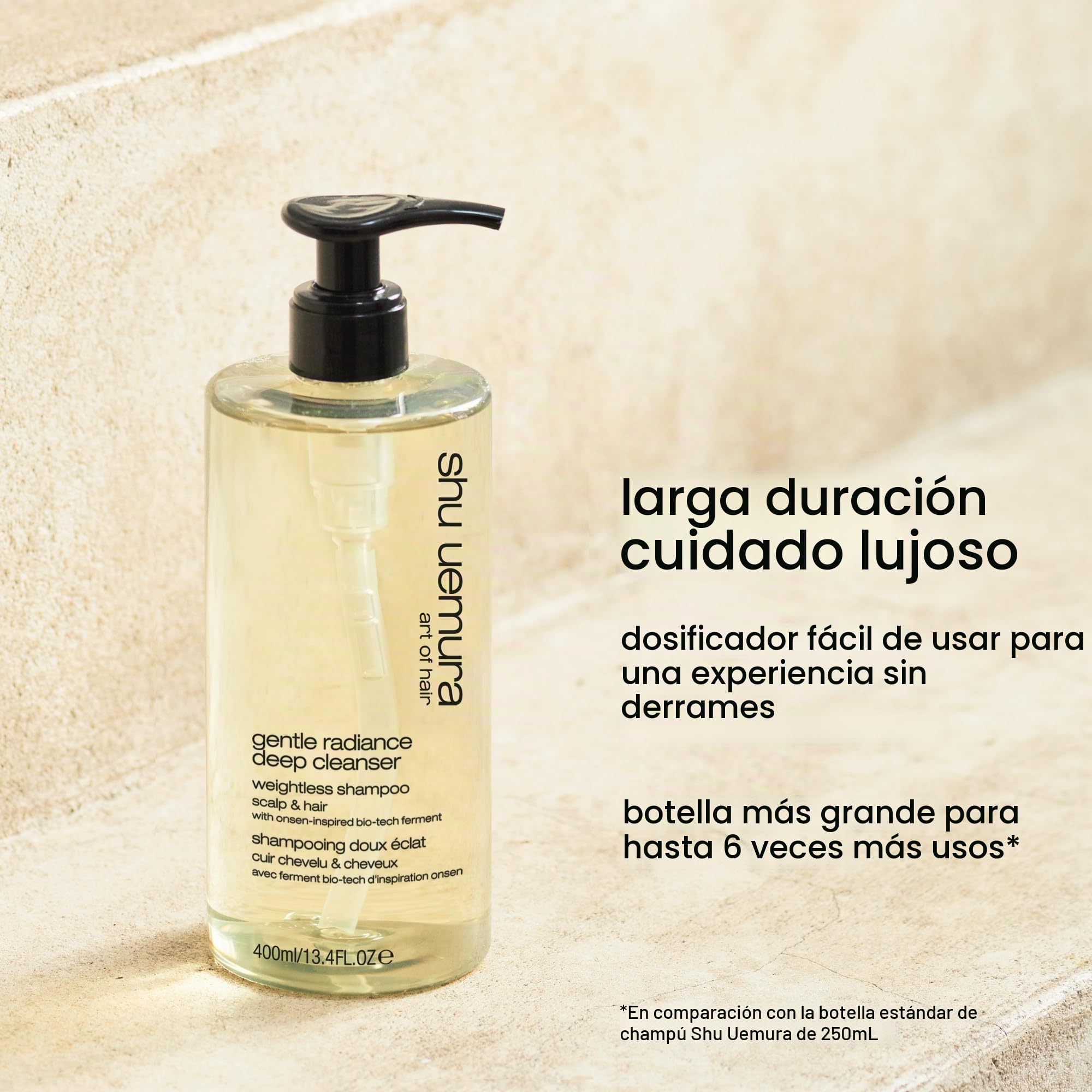 Shu Uemura, Champú aceite limpiador Gentle radiance Deep Cleanser Todo Tipo de Cabello, Enriquecido con Fermentos Biotecnológicos de Inspiración Onsen, Para un Cabello Suave y Flexible, 400 ml