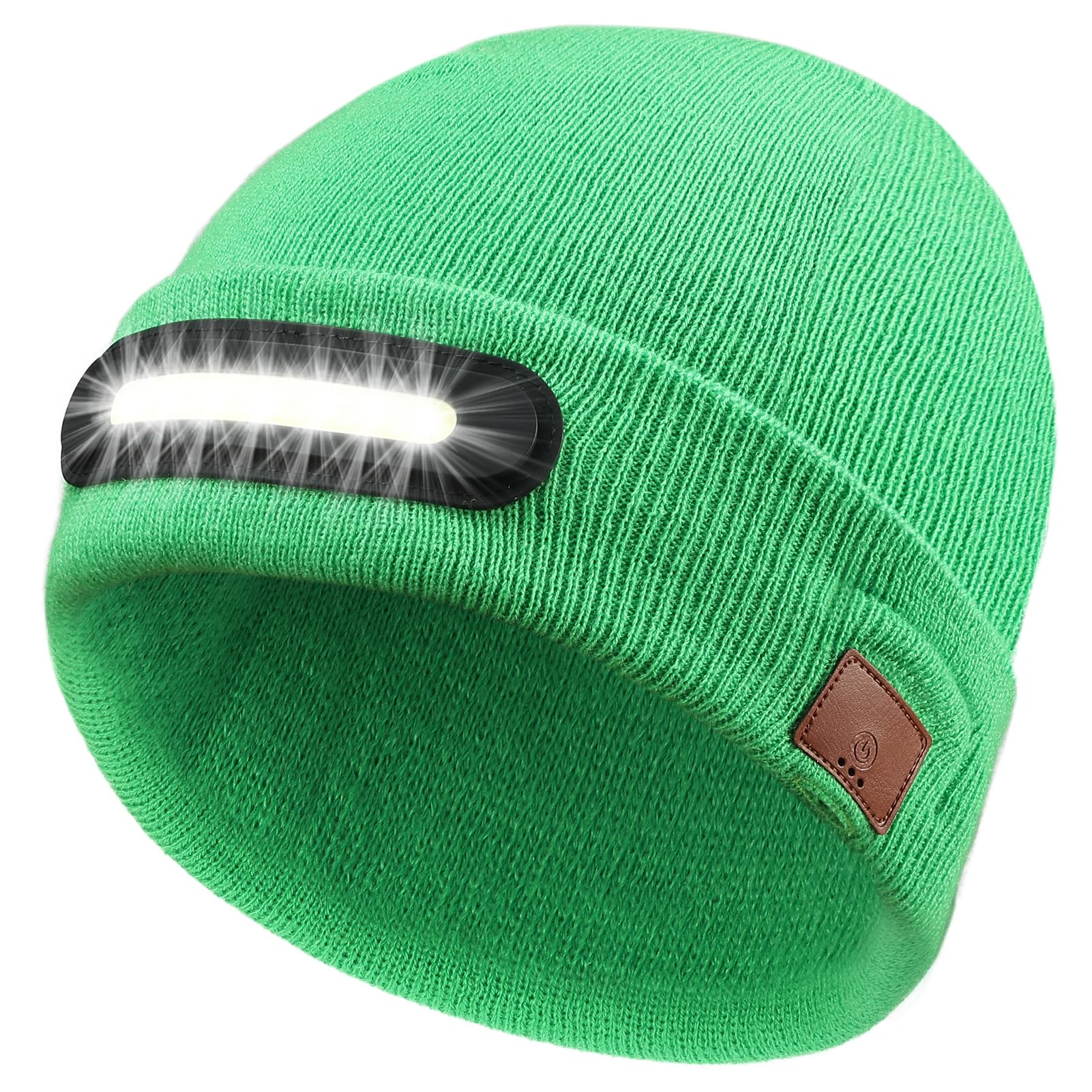 RANCOVY LED Beanie with Light, Unisex USB Rechargeable Headlamp Beanie Flashlight Beanie Hat for Men Women Green