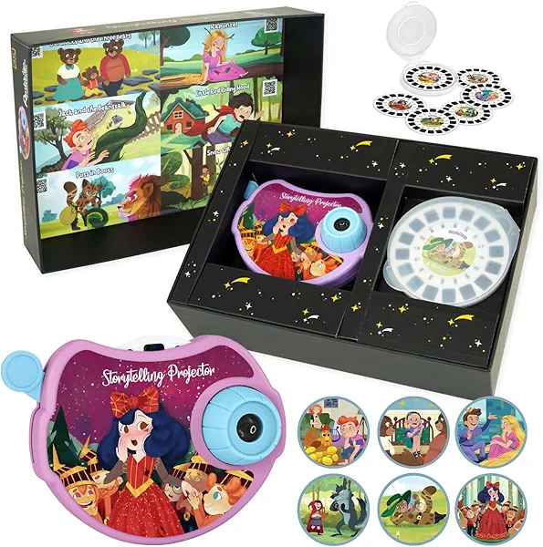 SMILESSKIDDO Book Projector for Kids - Storytelling Projector Bedtime Stories, 6 (Fairy Tale) Discs with Clear Projection, Educational Gift Story Toys for 3 4 5 6 Year Old Boys & Girls