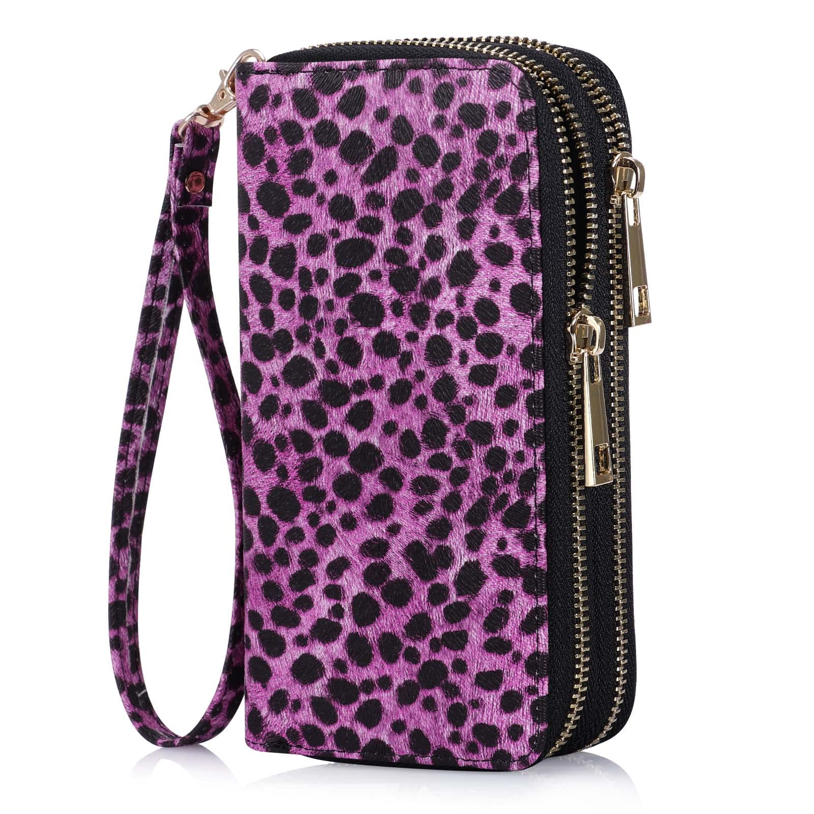 HAWEE Double Zipper Wallet for Woman Clutch Purse with Cell Phone Holder for Smartphone/Card/Coin/Cash