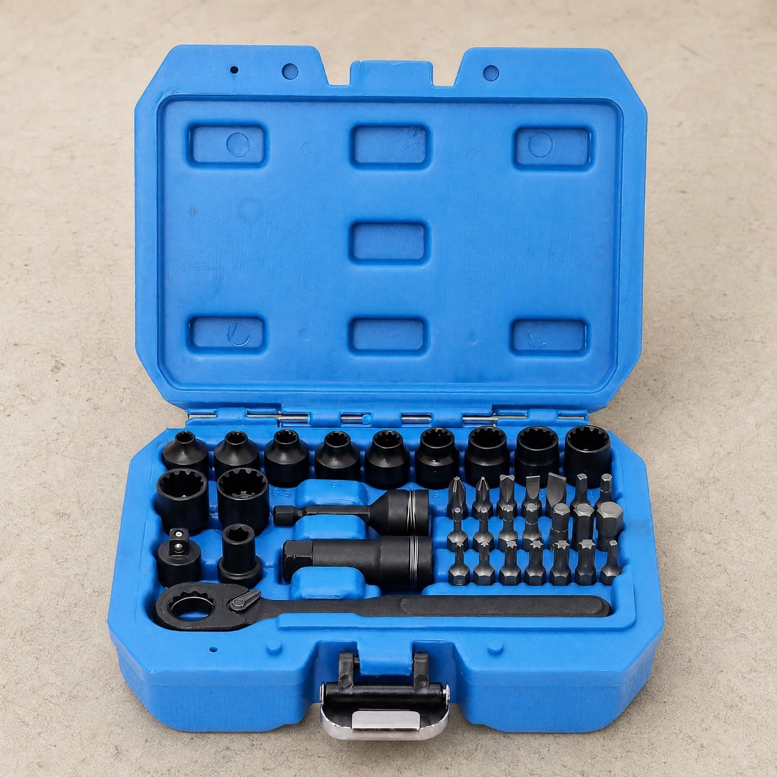 Harilla 37 Pezzi Set di Cricchetti con Attacco da 1/4 di Pollice Portatile Set Bussole Metriche con Cricchetto Resisn per Meccanici