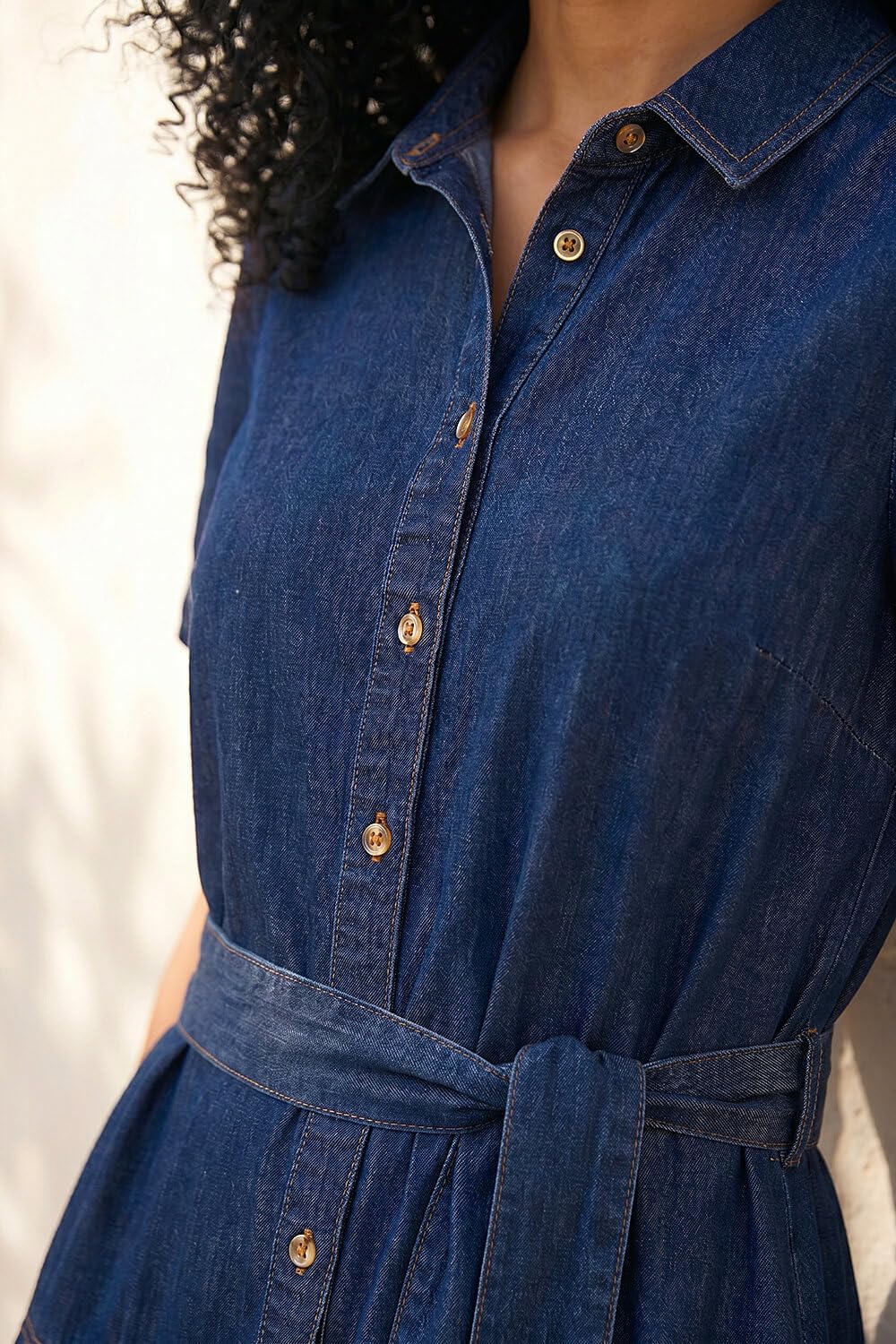 denim dress amazon uk Suncolour Women Short Sleeve Denim Dress Casual Elegant Pleated Denim Dress  Slim Fit Knee Length Denim Dresses : Amazon.co.uk: Fashion
