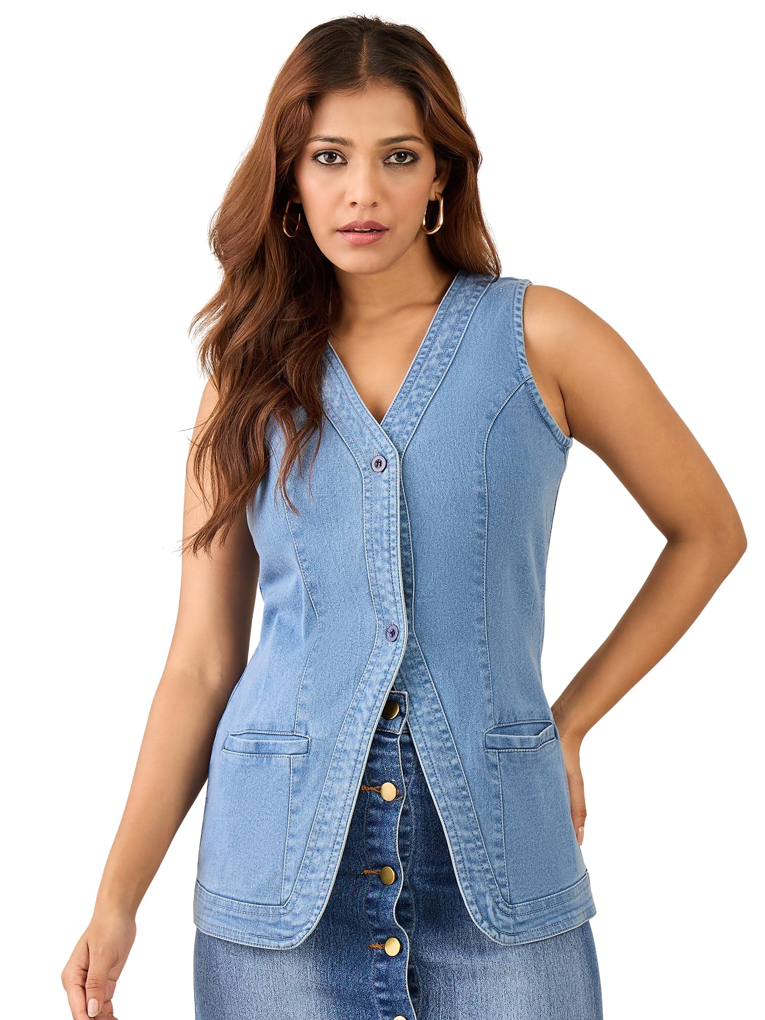 Women's Denim Elongated Waistcoat