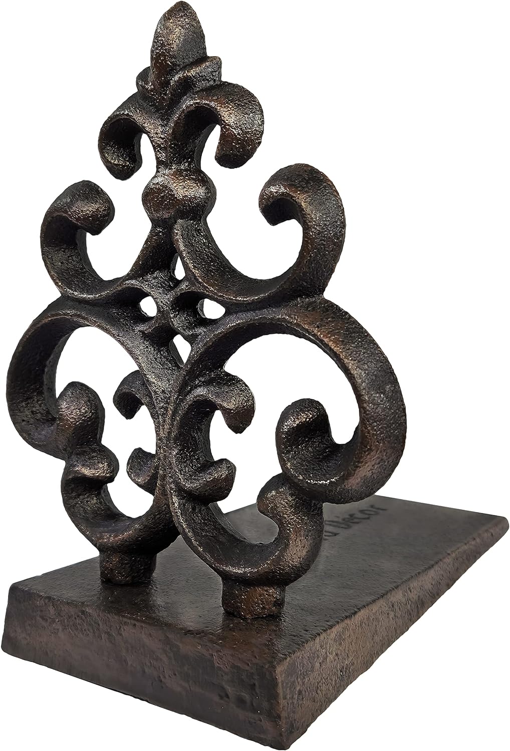 Antique Black Cast Iron Fleur De Lis Door Stopper