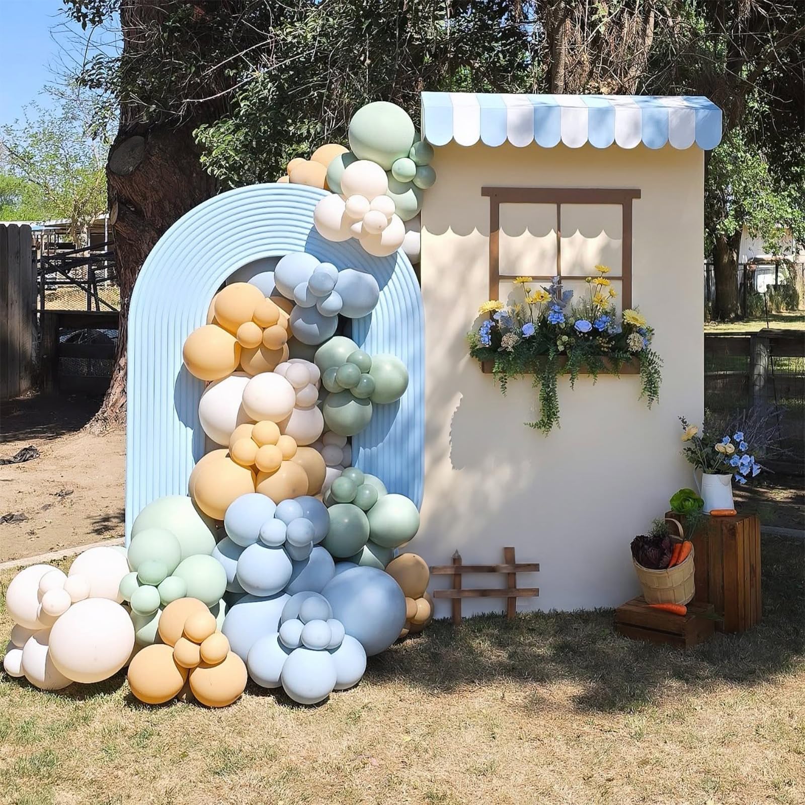 HILAVO Ballon Girlande Salbeigrün Blau 126 Stück Grüne Dusty Blau Gelb Beige Helium Luftballons Girlande Pastell Grün Blaue Sand Weiß Boho Ballons für Geburtstag Hochzeit Babyparty Safari Party Deko