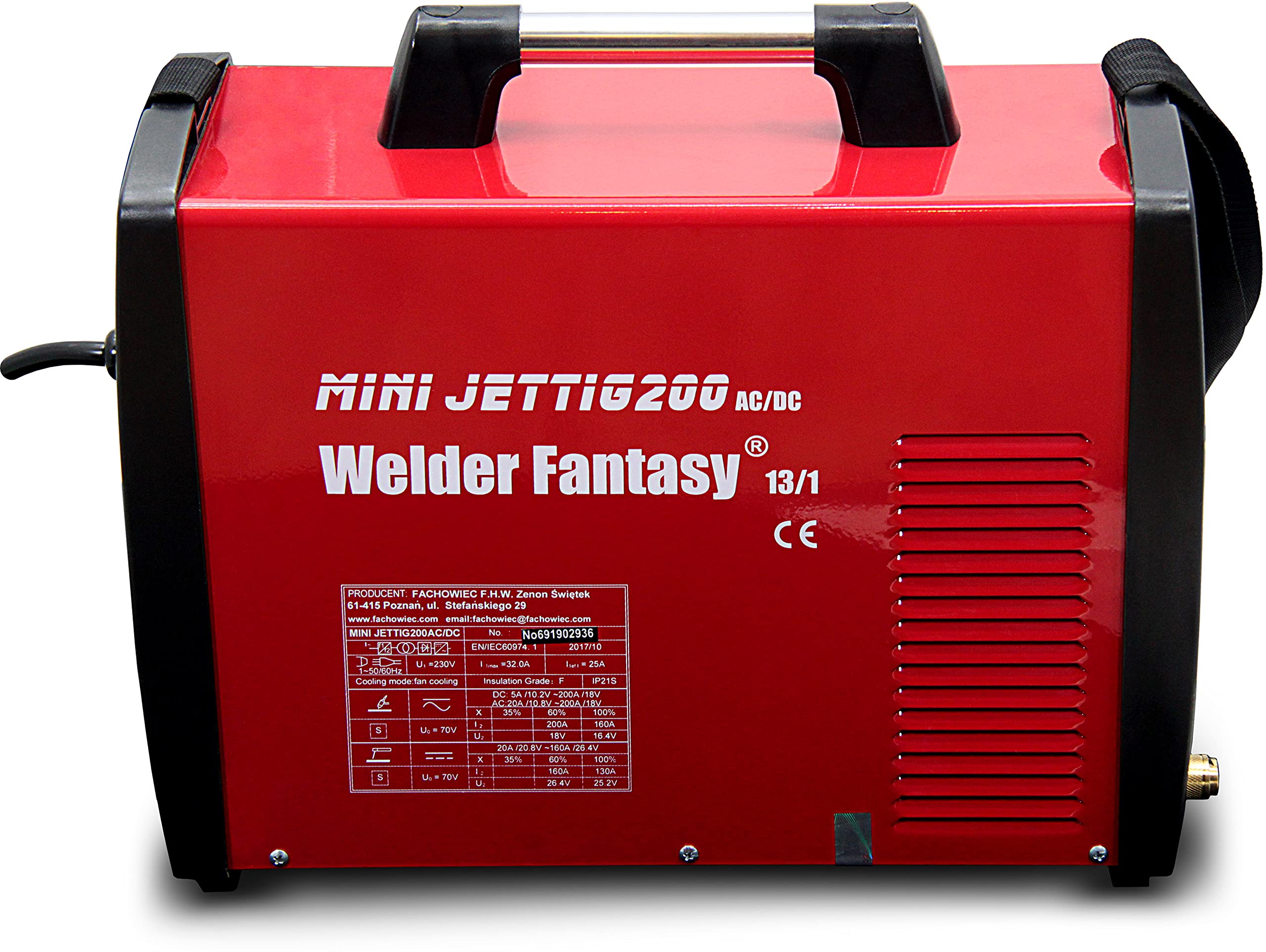 Soldador de aluminio Soldador Fantasy MINI JET TIG 200 AC/DC TIG WIG AC/DC PULS 200 A Inverter
