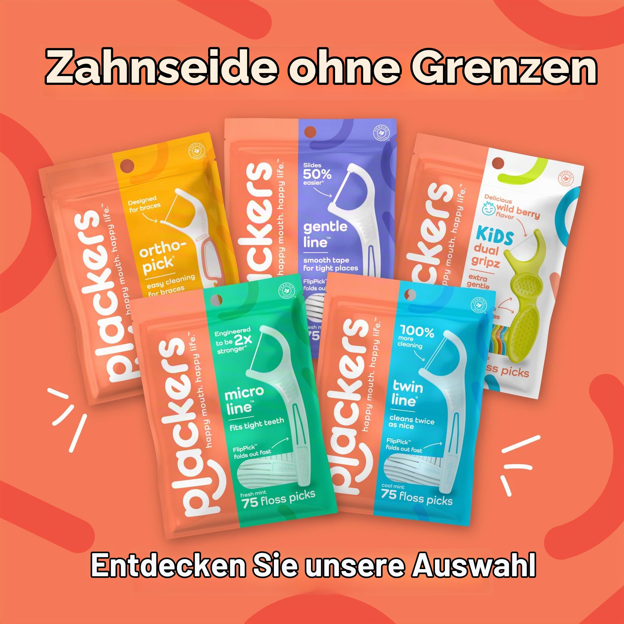 Plackers Twin-line Zahnseide Picks, 150 Stück (4 Stück), Limited Edition