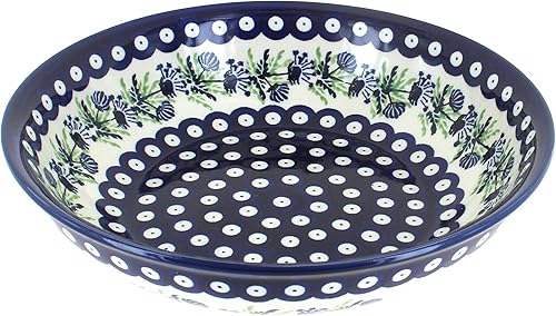 Miniatura 2 de Ensaladera grande de cerámica polaca con rosa azul y flor de selva