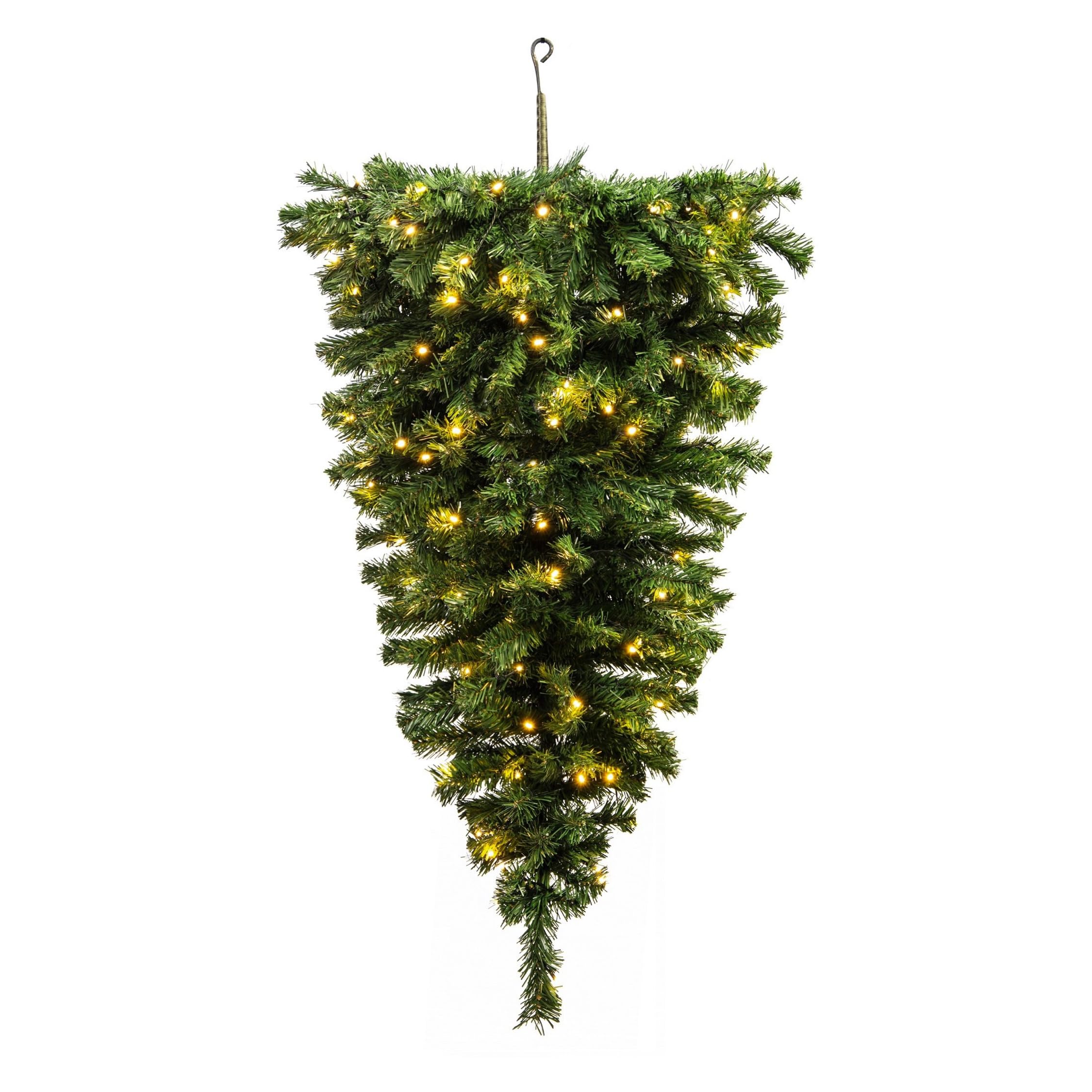 Christmas Tree World Green | 4Ft Artificial Pre-Lit Hanging Upside Down Tree | Natural And Realistic Look With Bushy And Luxury Quality Pvc Tips | Easy To Assemble And Take Down | 70Cm Diameter
