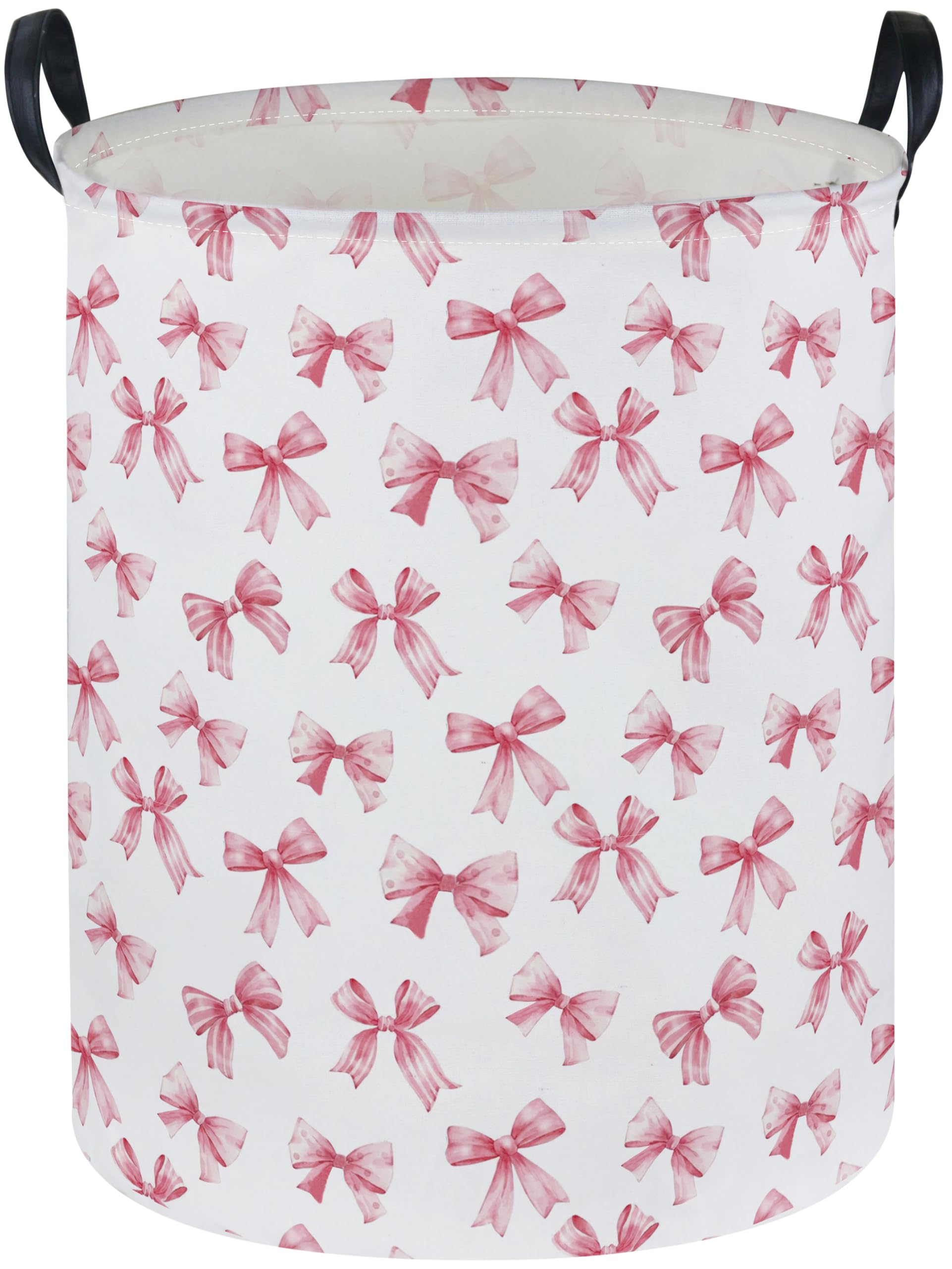 Essme Kids Laundry Basket,Pink Hamper Waterproof Storage Bin for Girls, Pink Hamper,Gift Baskets(Pink Bowknot)