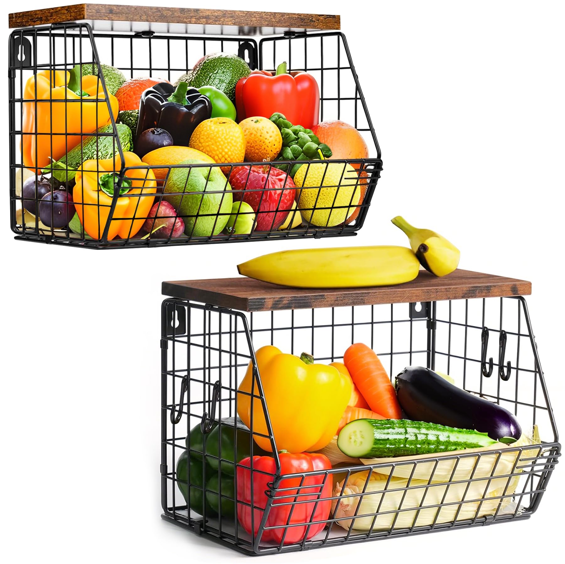 Yiomxhi Fruitetagère 3 verdiepingen, fruitmand voor werkblad, keuken