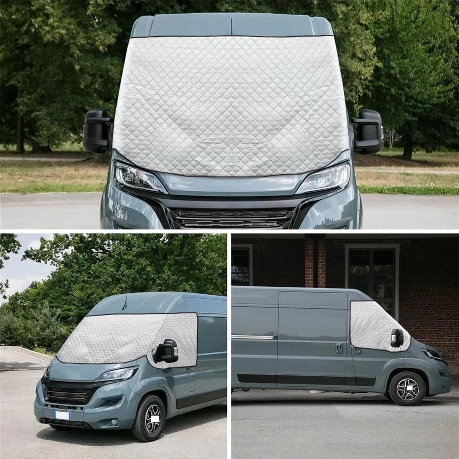 Parasoles Coche para Fiat Ducato, para Peugeot Boxer, para Citroen Relay Motorhome, Cubierta De Pantalla Térmica para Parabrisas, Persianas Negras