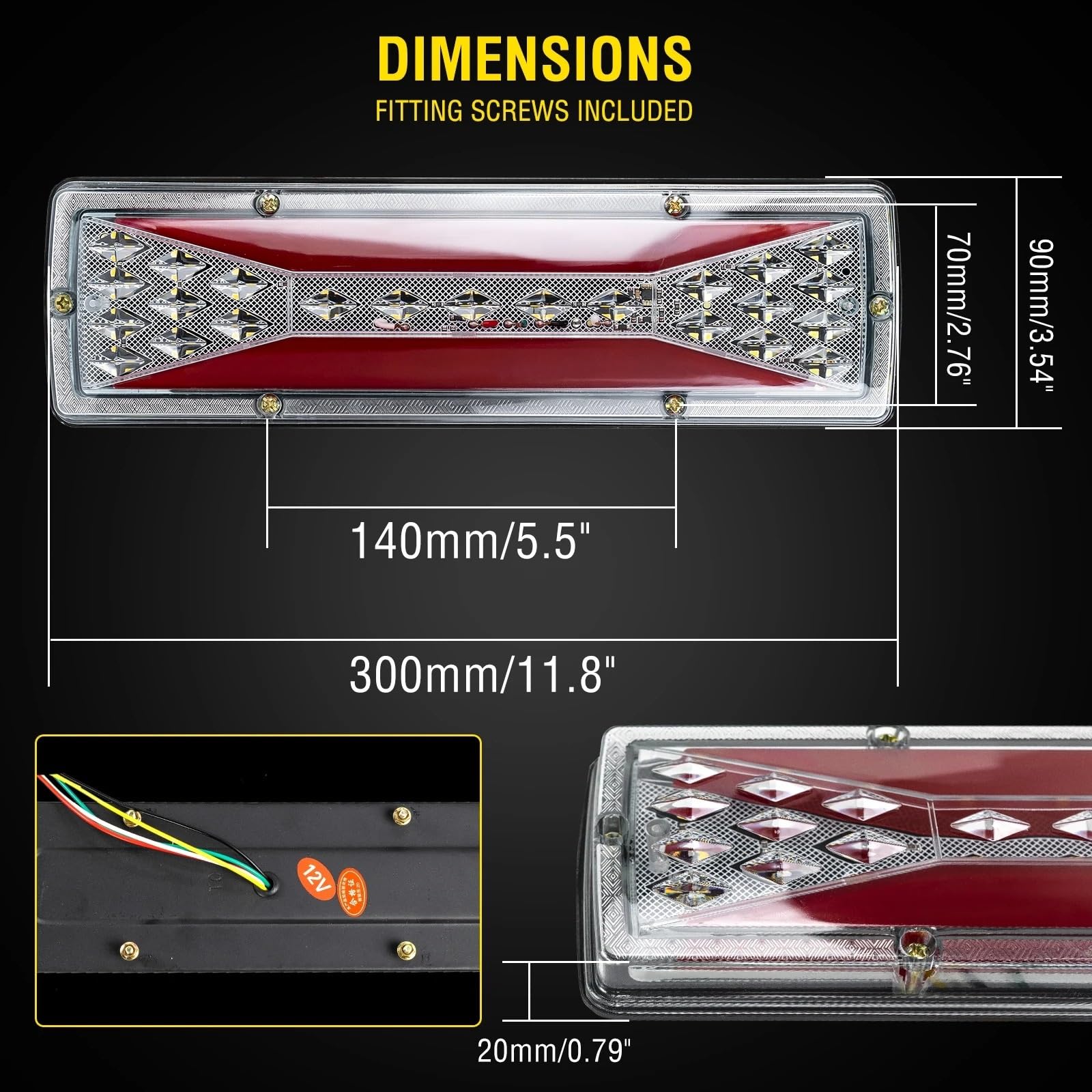 Piloto Posterior 2 Luces Traseras De 41 LED, Intermitentes De Marcha Atrás, IP65, Impermeables, 12 V, Para Camión, Remolque, Caravana, Autocaravana