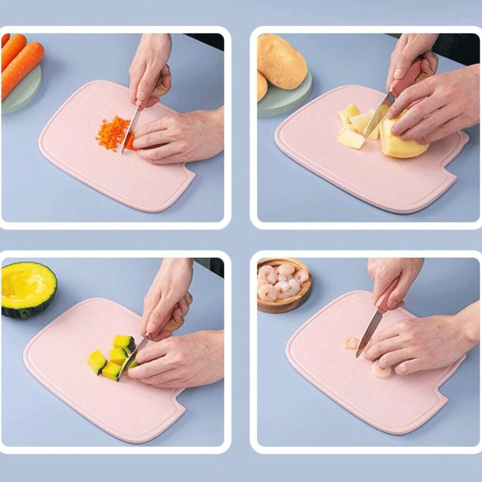 Tabla de cortar de plástico para cocina, sin BPA, antideslizante, ranuras para jugos y tablas de cortar no porosas, fácil de limpiar (26 x 20 cm)