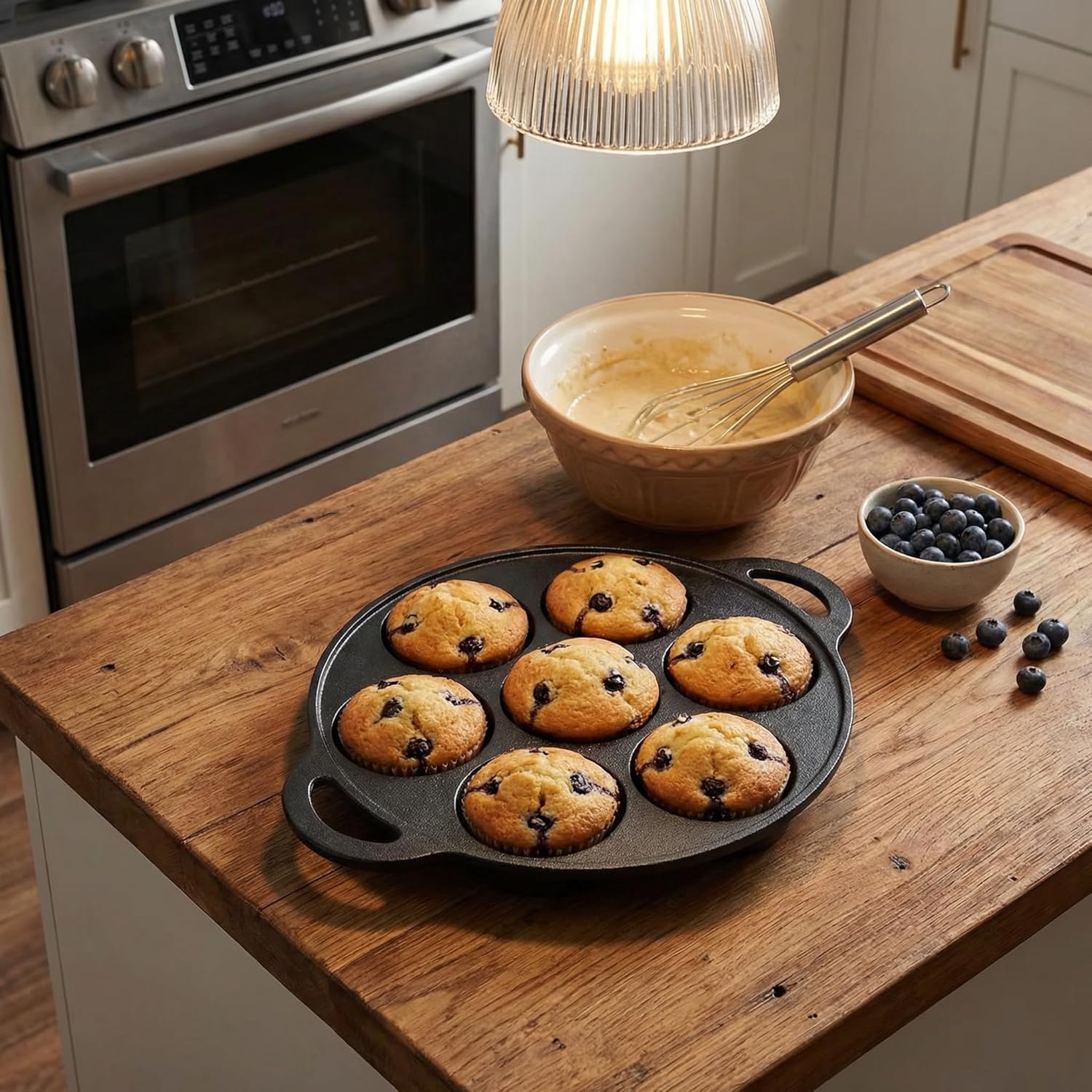 Cast Iron Egg Pan Set of 2-2.95 Inch Cast Iron Biscuit Pan - Pre-Seasoned Cookie & Muffin Pan - Even Heat Distribution for Perfect Brownies - Image 3
