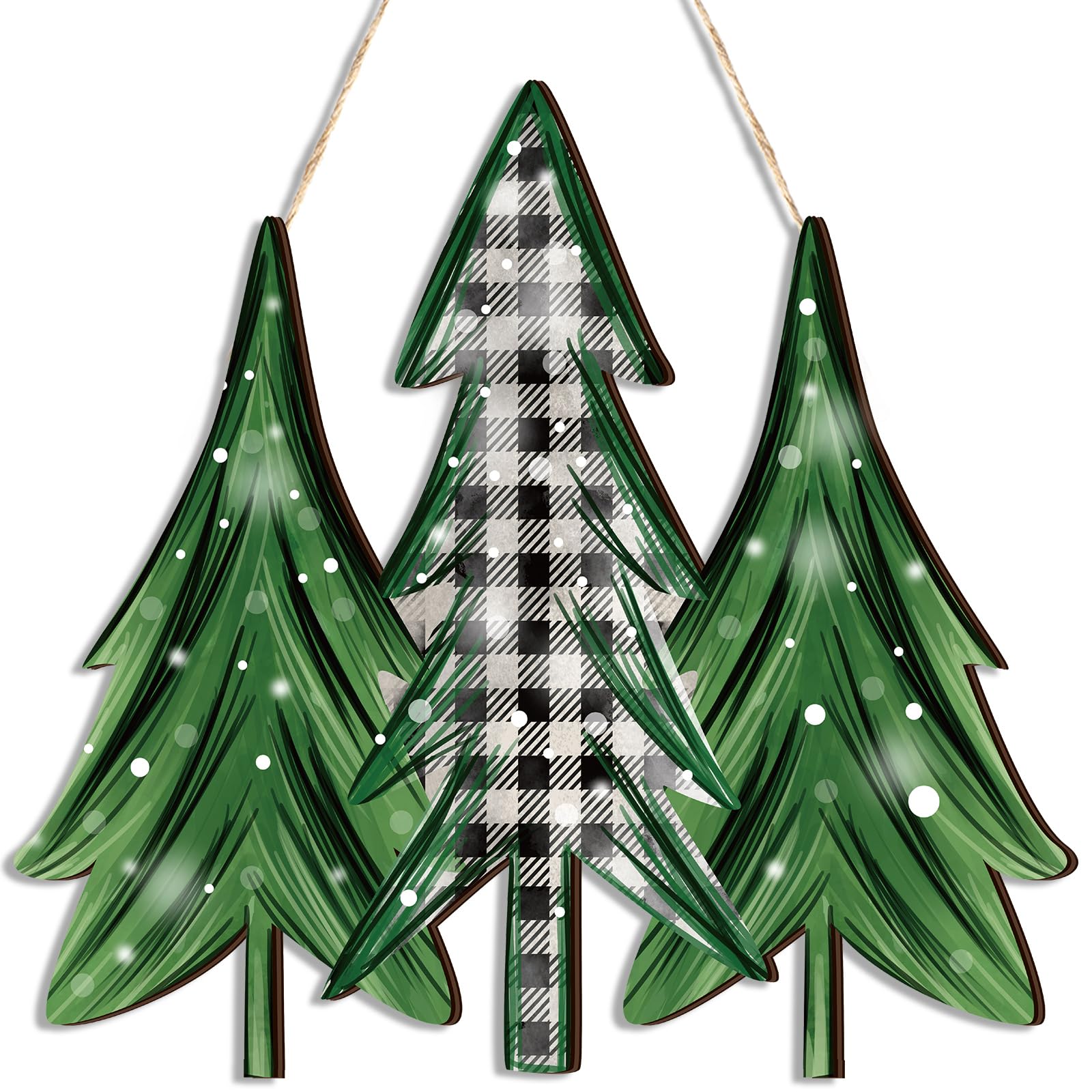 Décoration de sapin de Noël en bois hiver suspension porte d'entrée maison de ferme