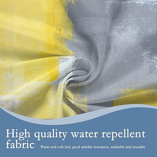 Miniatura 5 de Mantel redondo de 60 pulgadas, diseño abstracto gris y amarillo, mantel circular, lavable, resistente al calor, para cocina, comedor, vacaciones