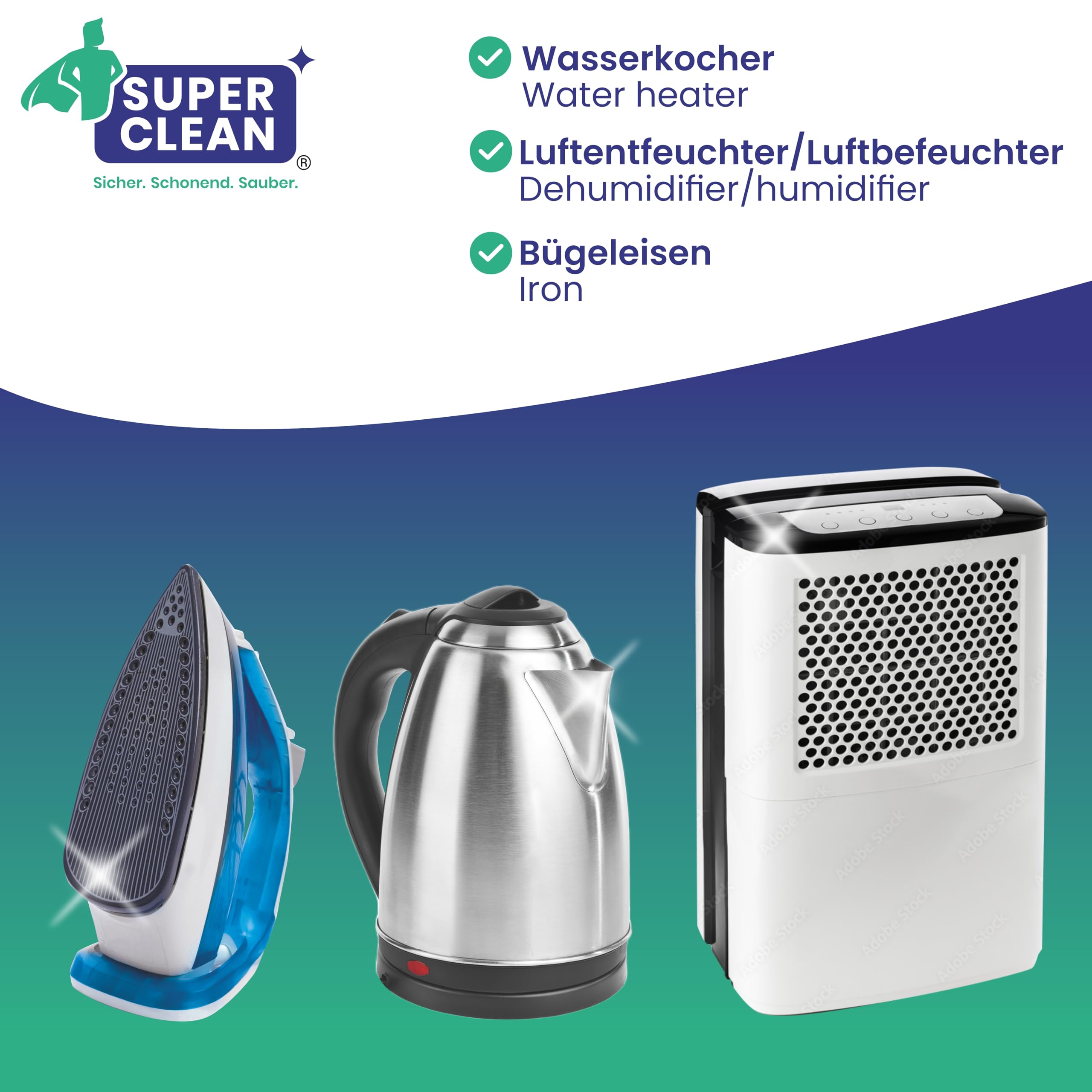 SUPER CLEAN 4 x 2L Entkalker Konzentrat Kaffeevollautomat - Flüssig - Für alle Maschinen & Marken - 80 x Entkalkung - Effektiver Flüssigentkalker von Kaffeemaschinen, Wasserkocher & Duschen