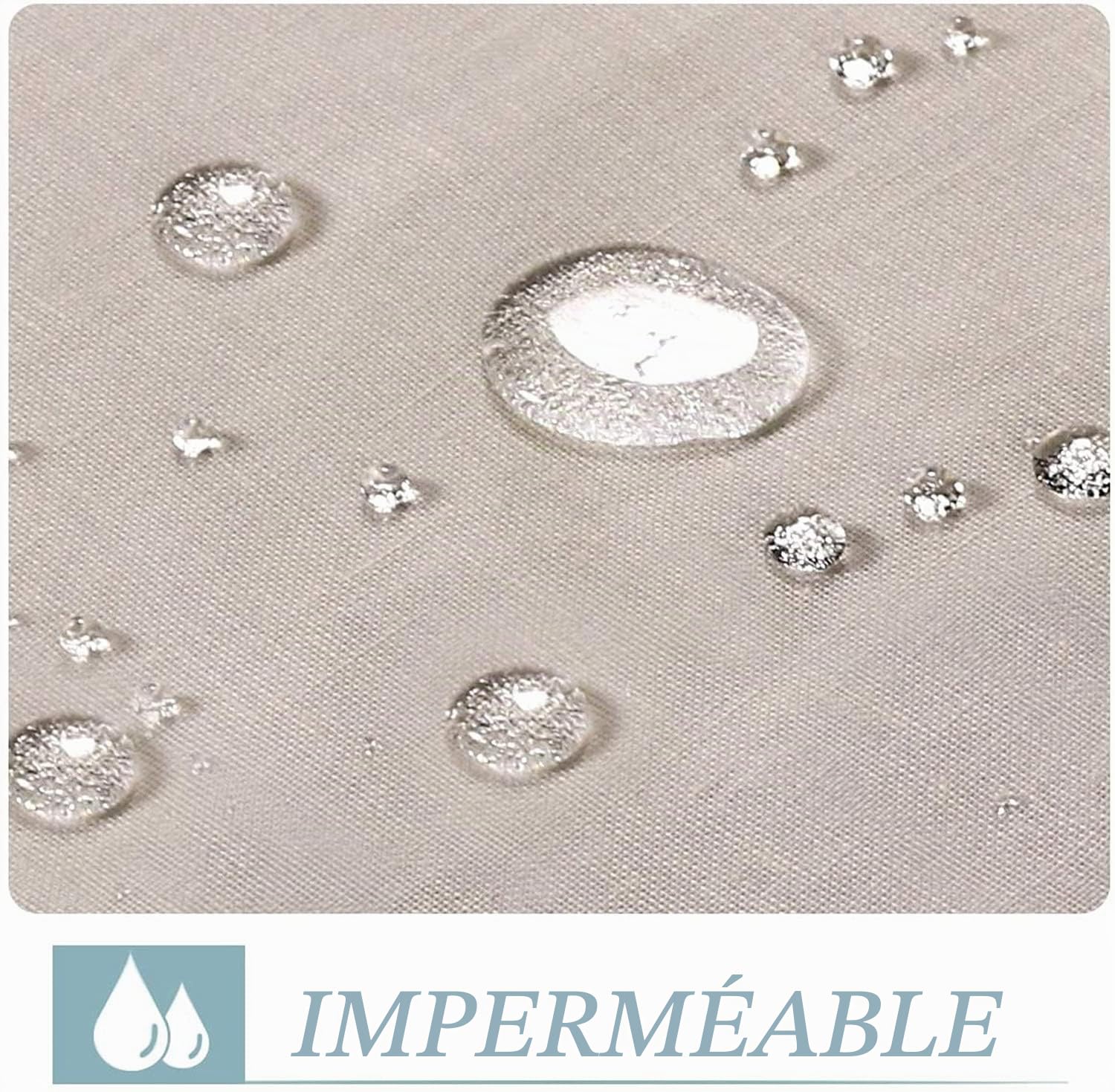 Rideau Extérieur avec Onglet en Haut - Lot de 2. Rideau Imperméable aux Occultants, Fermeture Velcro, pour Pergola, Gazebo, Terrasse, Pavillon, H213 x L132 cm, Naturel