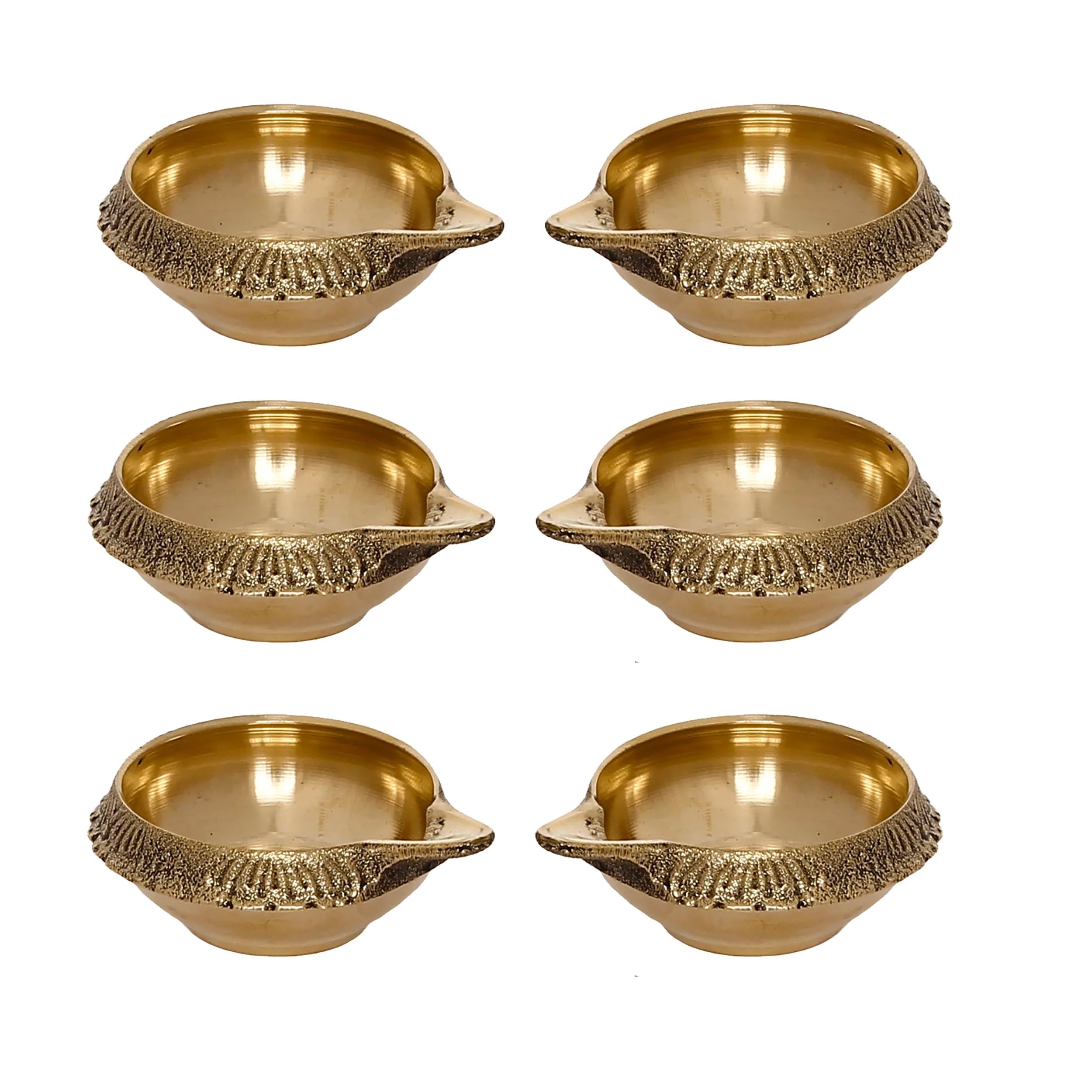 TIED RIBBONS Kuber Brass Diya | Set of 5, 1 x 2.5 inch | Golden Brass Oil Lamps for Home Decoration, Diwali Decorations | Puja Decorations and Traditional Return Gifts Ganesh Chaturthi Decoration