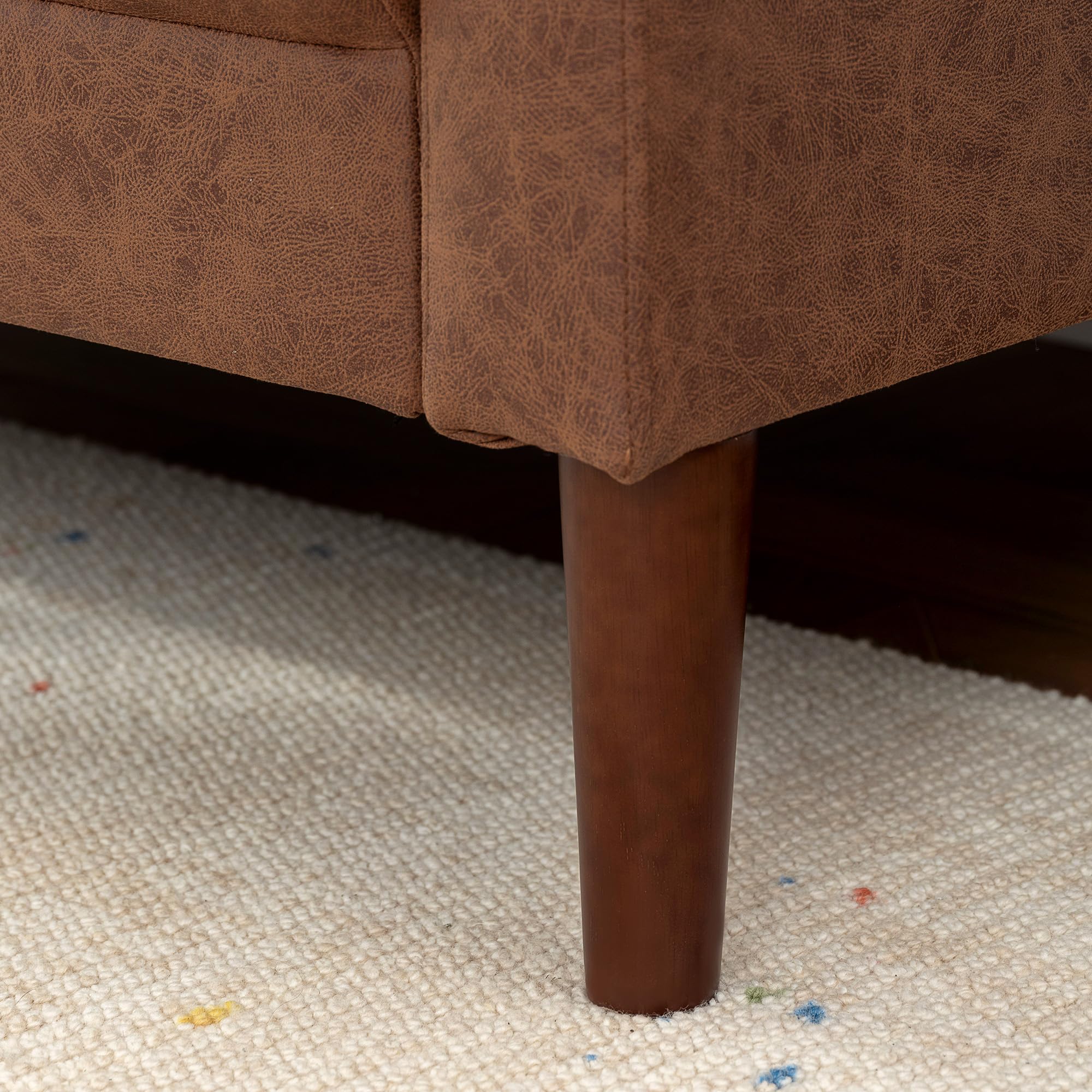 HOMCOM Sofá de 2 Plazas, Tapizado en Microfibra, Sofá Moderno con Patas de Madera, Reposabrazos, para Salón, Dormitorio, Oficina, Sala de Estar, 130x78x85 cm, Marrón