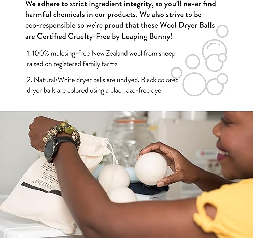 Miniatura 5 de Mollys Suds Bolas de secado de lana XL suavizante de tela orgánica de primera calidad hipoalergénico fieltro a mano reutilizable reduce el tiempo de