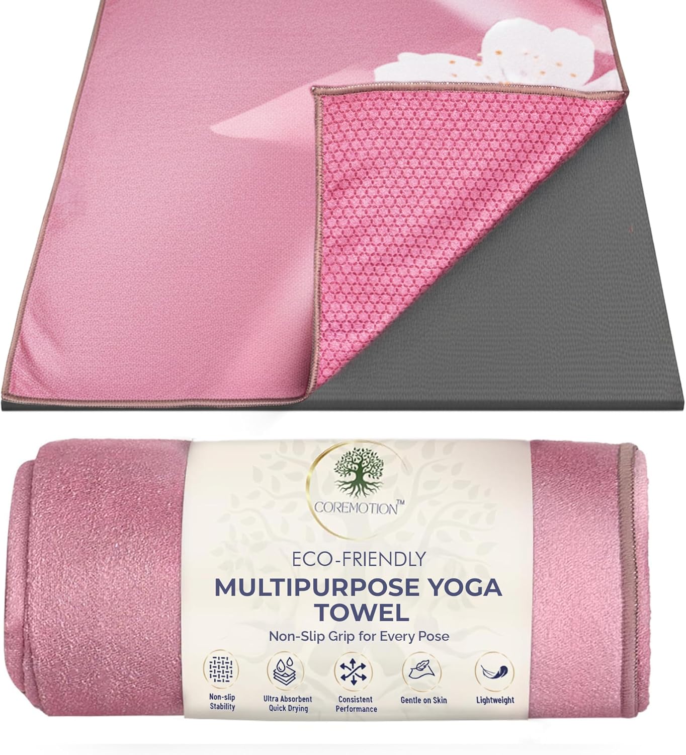 Non Slip Hot Yoga Mat Towel for Yoga | Machine Washable Yoga Towel with Silicone Grip, Quick Drying & Super Absorbent | Multi-Purpose Performance Mat 26.5” x 72” | Perfect Yoga Gift for Women & Men Non Slip Hot Yoga Mat Towel for Yoga | Machine Washable Yoga Towel with Silicone Grip, Quick Drying & Super Absorbent | Multi-Purpose Performance Mat 26.5” x 72” | Perfect Yoga Gift for Women & Men