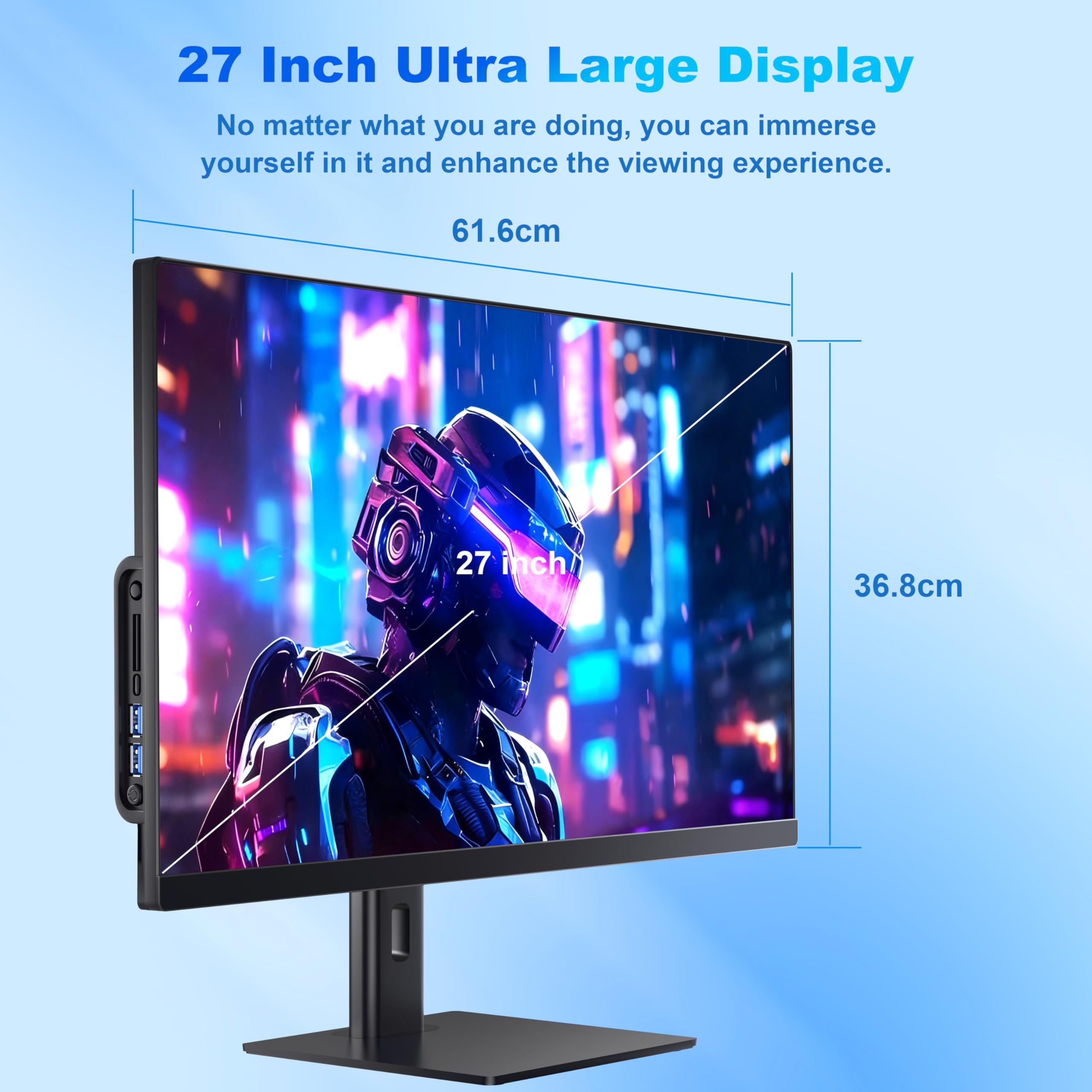 Ordenador todo en uno de 27 pulgadas Core i7 (hasta 3,0 GHz) 512 GB SSD 16 GB RAM PC con pantalla giratoria, cámara web oculta, WiFi6 doble banda Bluetooth 5.3 - Ideal para teletrabajo, edición de