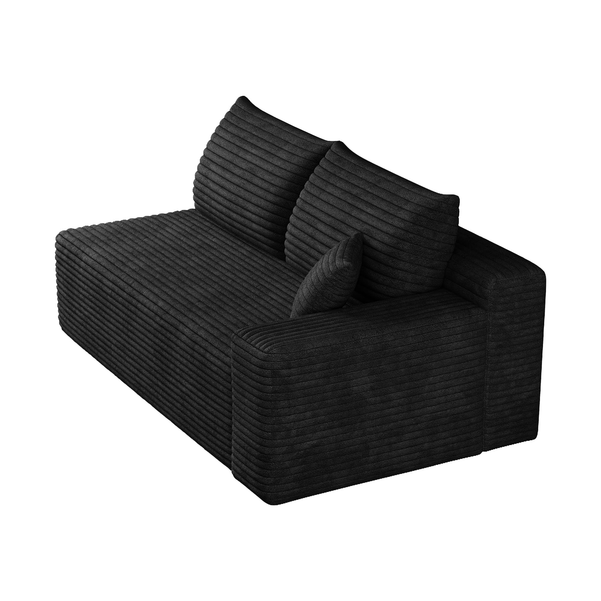 Sapgaks Canapé 2 Places Moderne 151 cm en Velours côtelé avec Assise Profonde,canapé modulaire,Noir-1