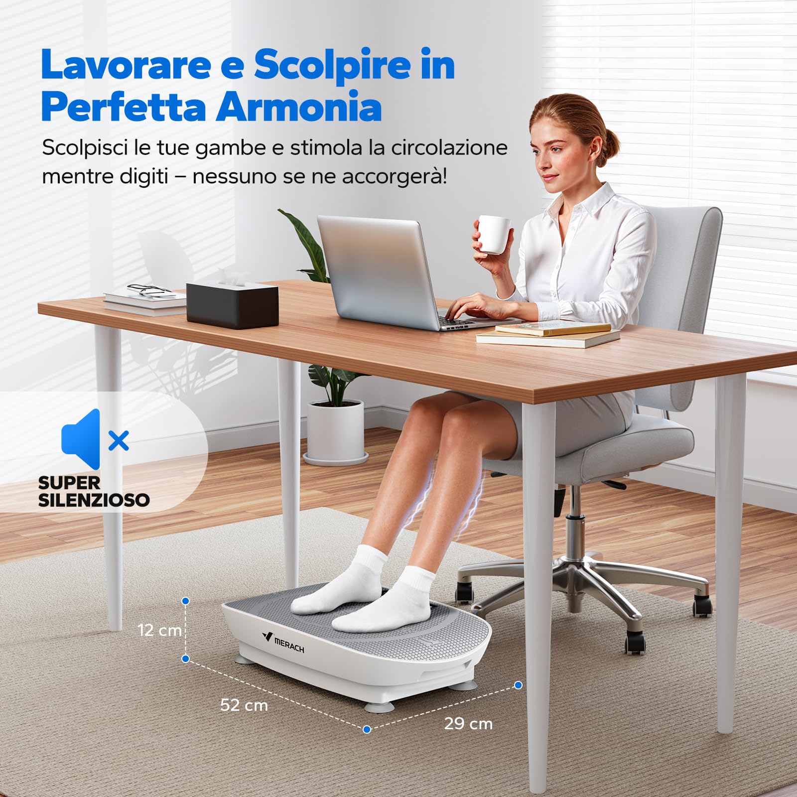 MERACH Pedana Vibrante Dimagrante, Pedana Vibrante Silenziosa e Compatta per Modellare il Corpo e Rilassarsi, Con Comodo Cuscinetto in Silicone, Display a LED e Telecomando