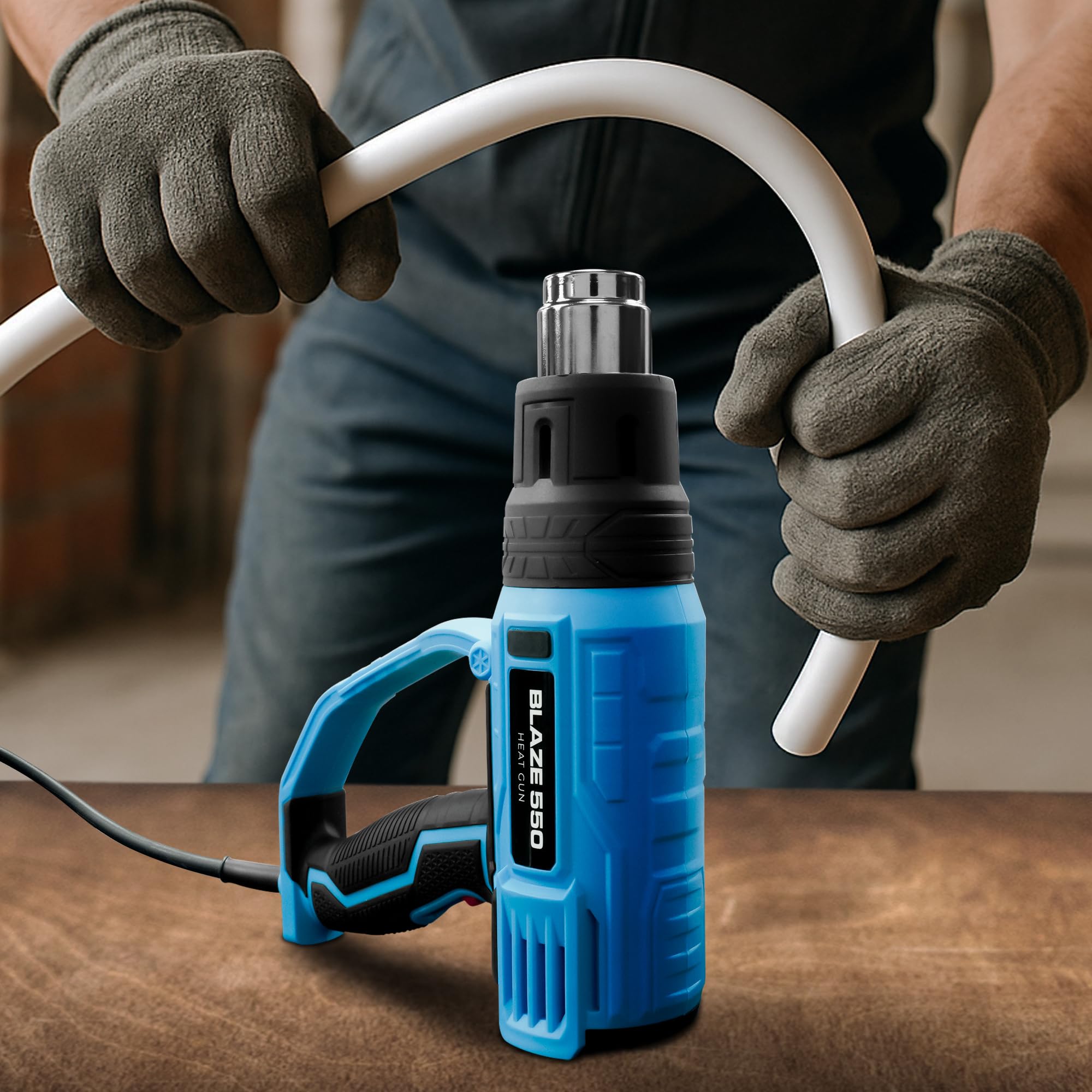 REV Blaze 550 Pistolet thermique à chauffage rapide très résistant, 3 réglages de température jusqu'à 550 °C, application de vinyle automobile, peinture à dénuder, PVC rétractable