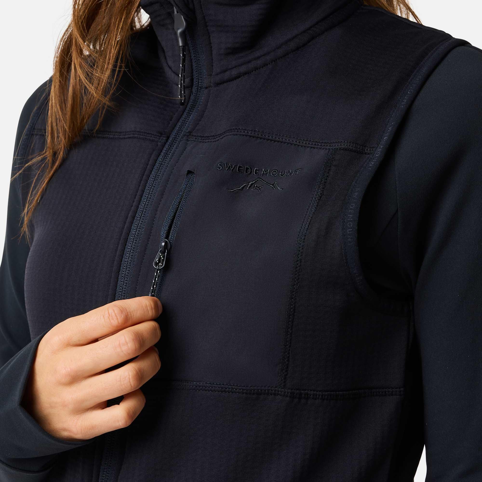 Swedemount Trondheim Midlayer kamizelka outdoorowa z pełnym zamkiem – oddychająca warstwa pośrednia na wędrówki i czas wolny w sezonach przejściowych dla kobiet