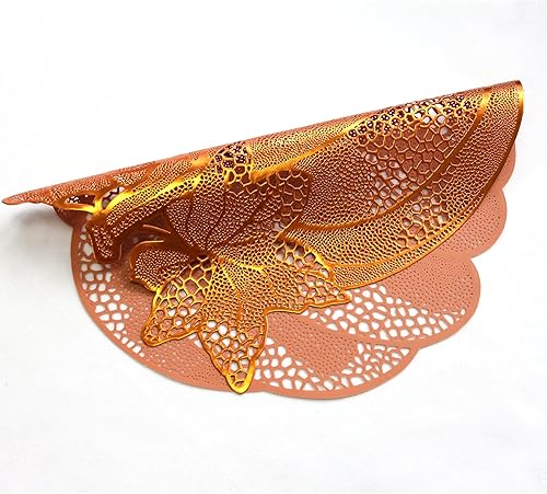 Miniatura 4 de Juego de 6 manteles individuales metálicos de vinilo prensado de 16.5 x 17 pulgadas para mesa de comedor, decoración de mesa de Halloween, calabaza