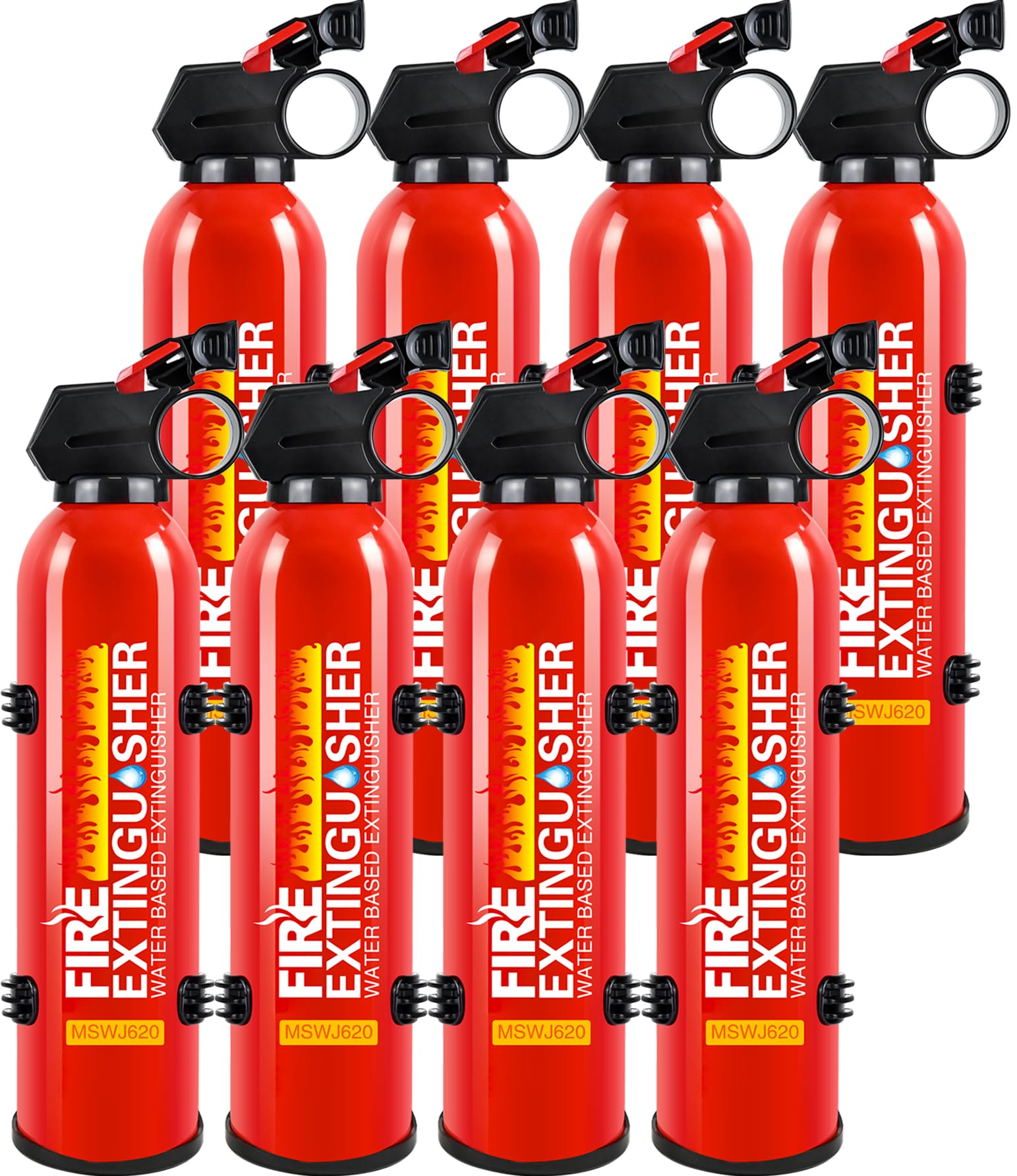 8 Pack 620ml Water-Based Portable Fire Extinguishers Class A B C K With Mount